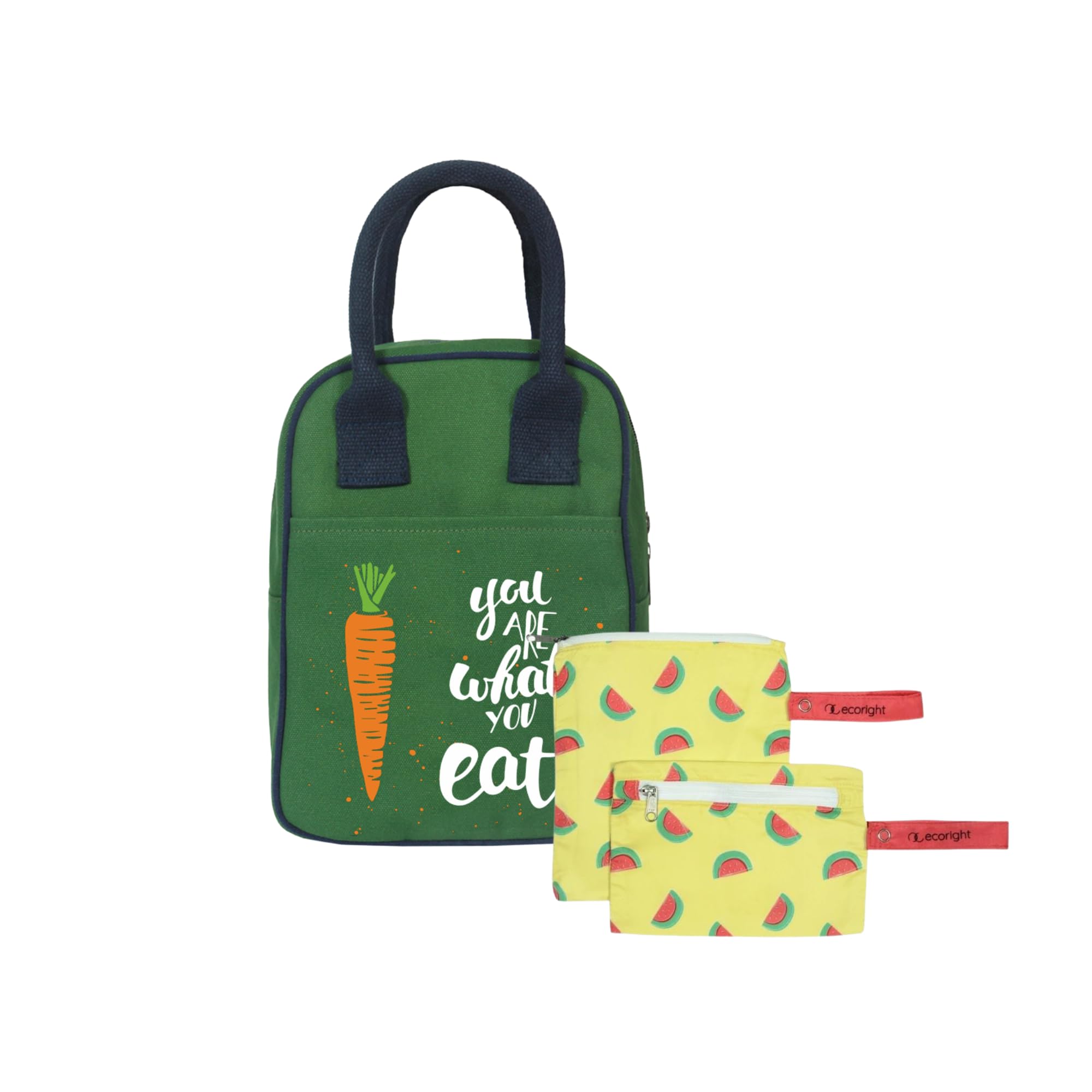 Eco Right Lunch Bags for Office Women & Men, Insulated Lunch Bag for Kids, Tiffin Bag with Bottle Holder, Carry Handle & Pocket
