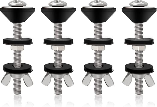 4PCS مجموعة أدوات المرحاض العالمية إلى مسامير الوعاء ، مسامير المرحاض الثقيلة ، حشوات الغسيل المقاوم للصدأ والمطاط مع برغي الجوز الطويل الإضافي لربط الفضة