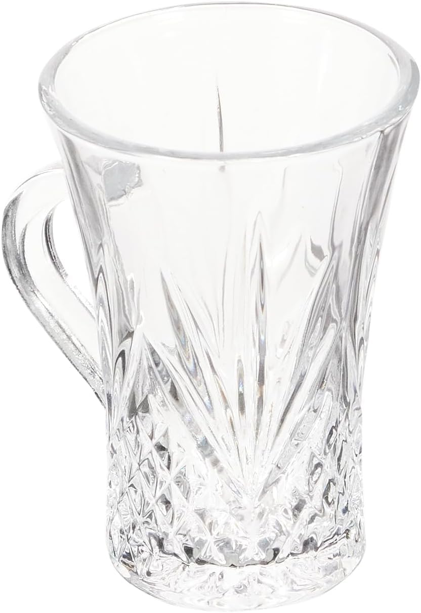 madame coco Set di 4 tazze da tè da 200 ml, con manico, grande tazza da tè in vetro, resistente al calore, per tè, cappuccino, latte macchiato, caffè, catering (Cavalier