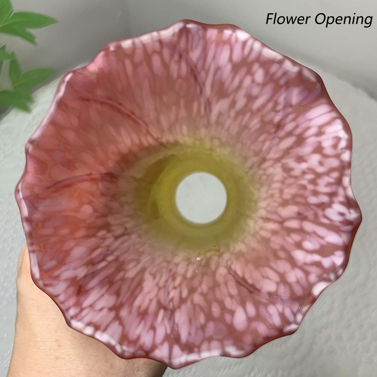 Bieye Lily Flower Blown Glass Lampshade (Yellow Light Red, Large I.D. 1.26" x O.D. 1.5") - Image 2