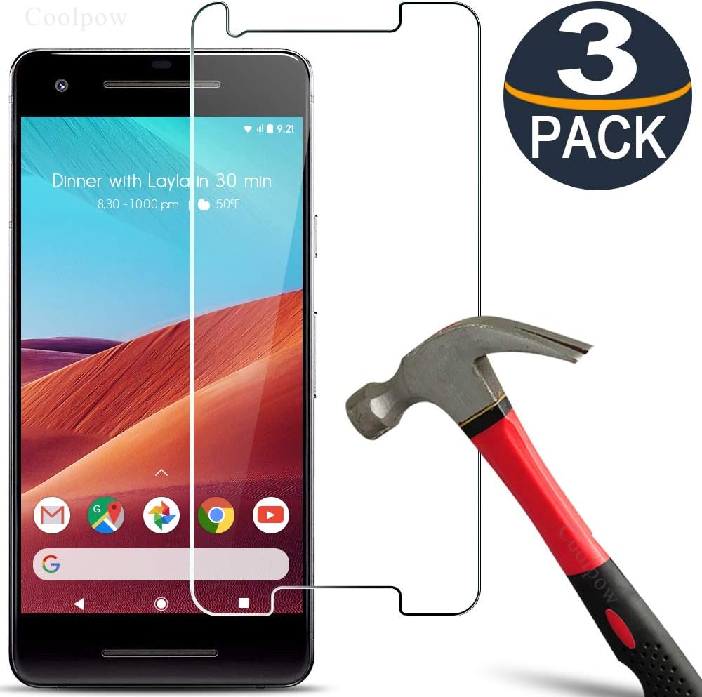 [ 3 Pack ] Google Pixel 2 Screen Protector Tempered Glass/9H Hardness/Scratch Resistant/Case Friendly/High Definition (Transparent)
