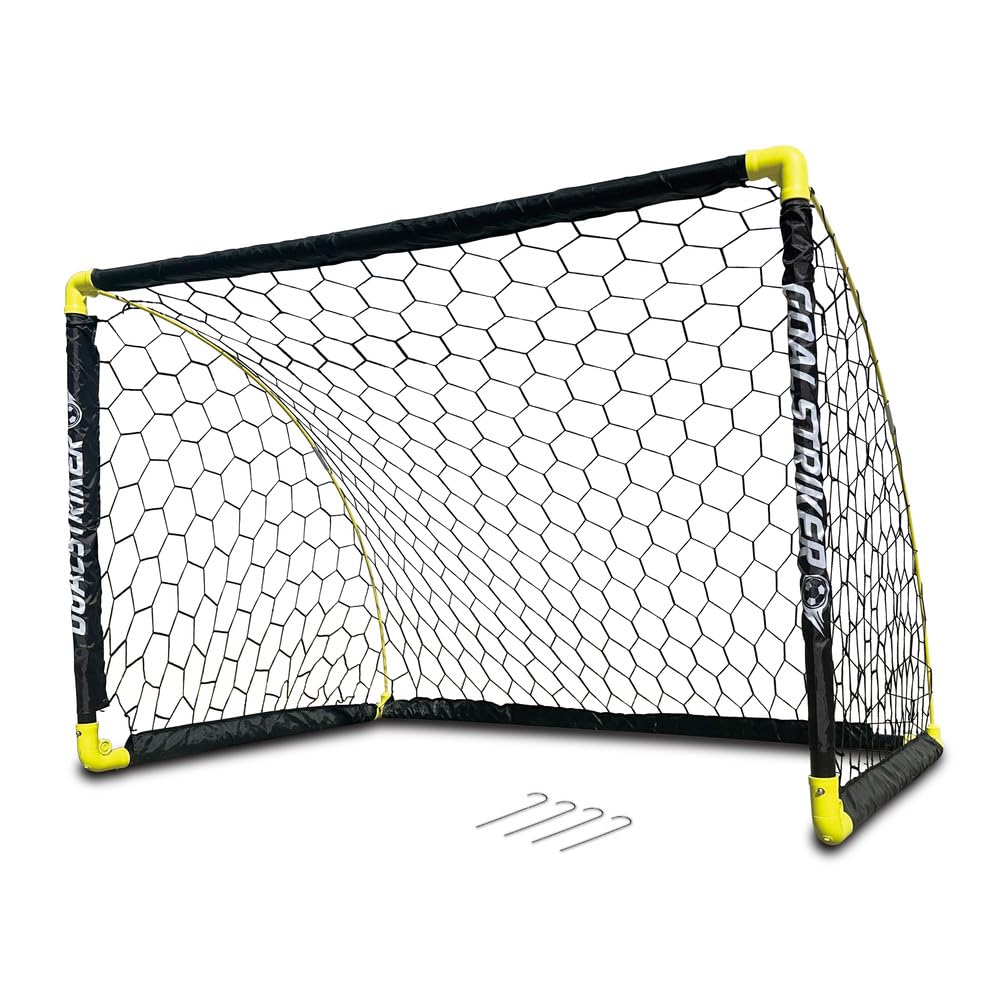 playwell innov8 folding goal striker folding soccer | goalpost | portable training net | portable with ground stakes | quick setup | durable