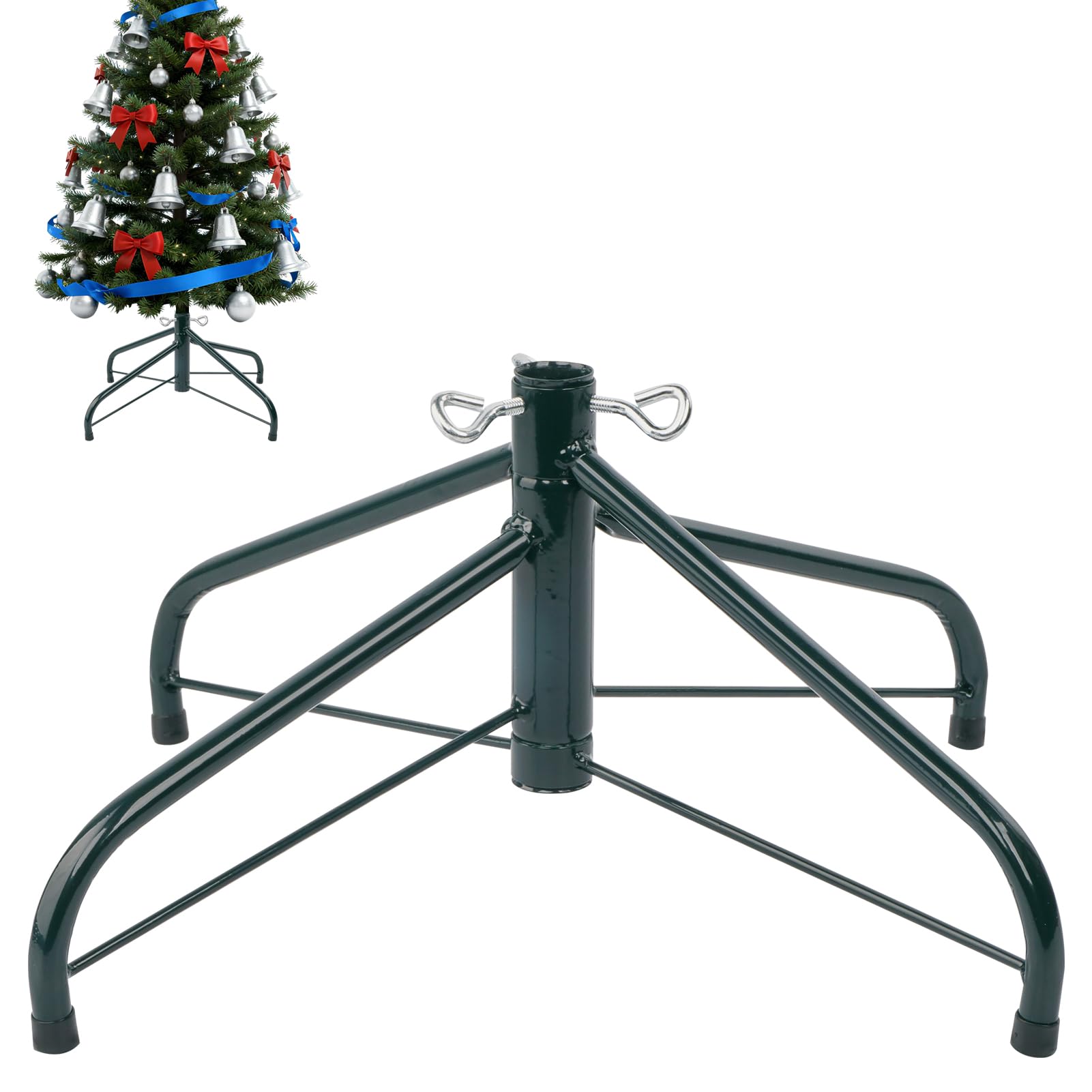 Soporte para árbol de Navidad AddGrace plegable en metal verde de 17 pulgadas