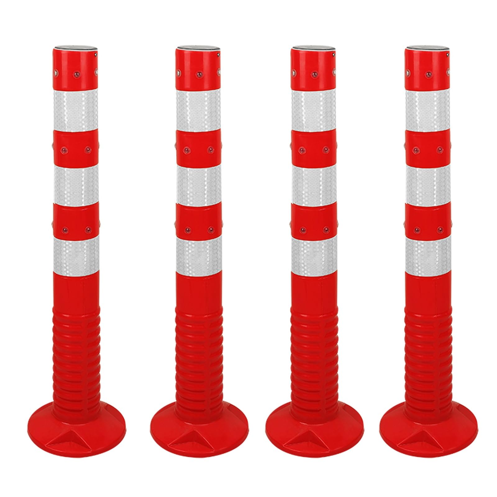 HCZKIUJY Portable Traffic Safety Bollard with Light for Construction Barriers and Parking Warning (White (4pcs))