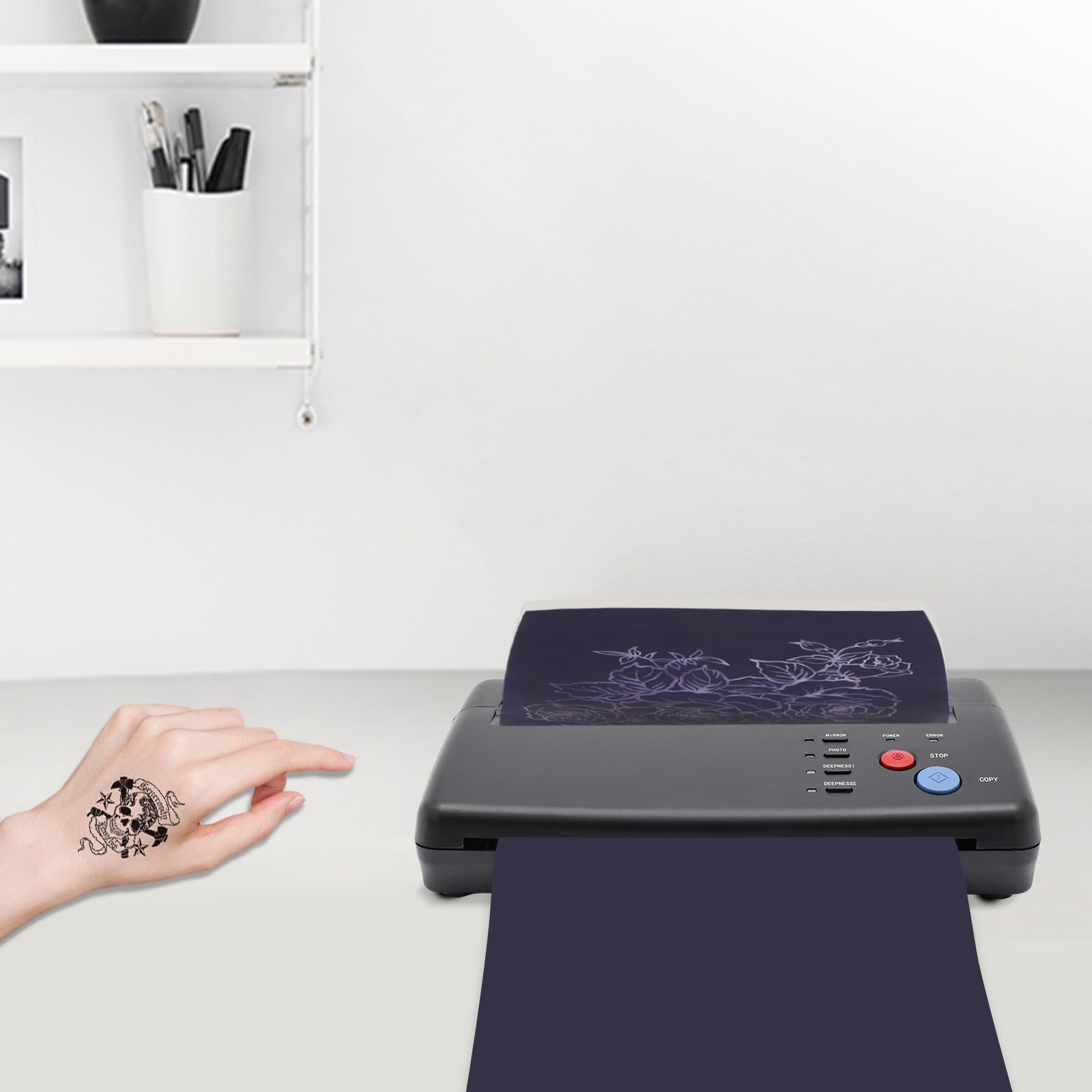 Stampante termica per tatuaggi A4, stampante termica per tatuaggi e tatuaggi, carta di trasferimento e pellicola, per professionisti e fai da te