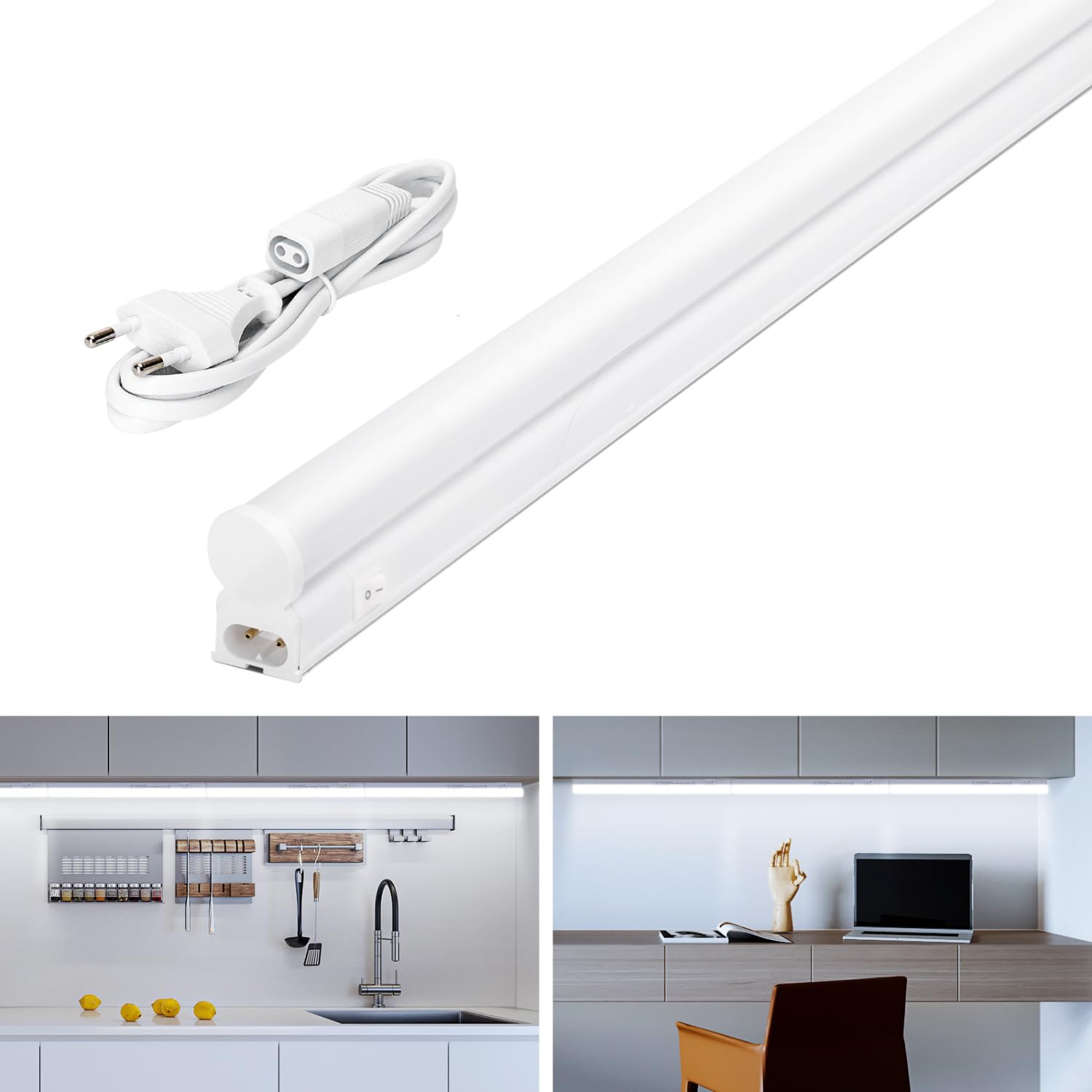 Aigostar LED Sottopensile Cucina Con Interruttore 12W 1320LM Barra IP20 230V, Luce Bianca Fredda 6500K, Per Cucina, Armadio, Scaffali. L880*W23*H34mm