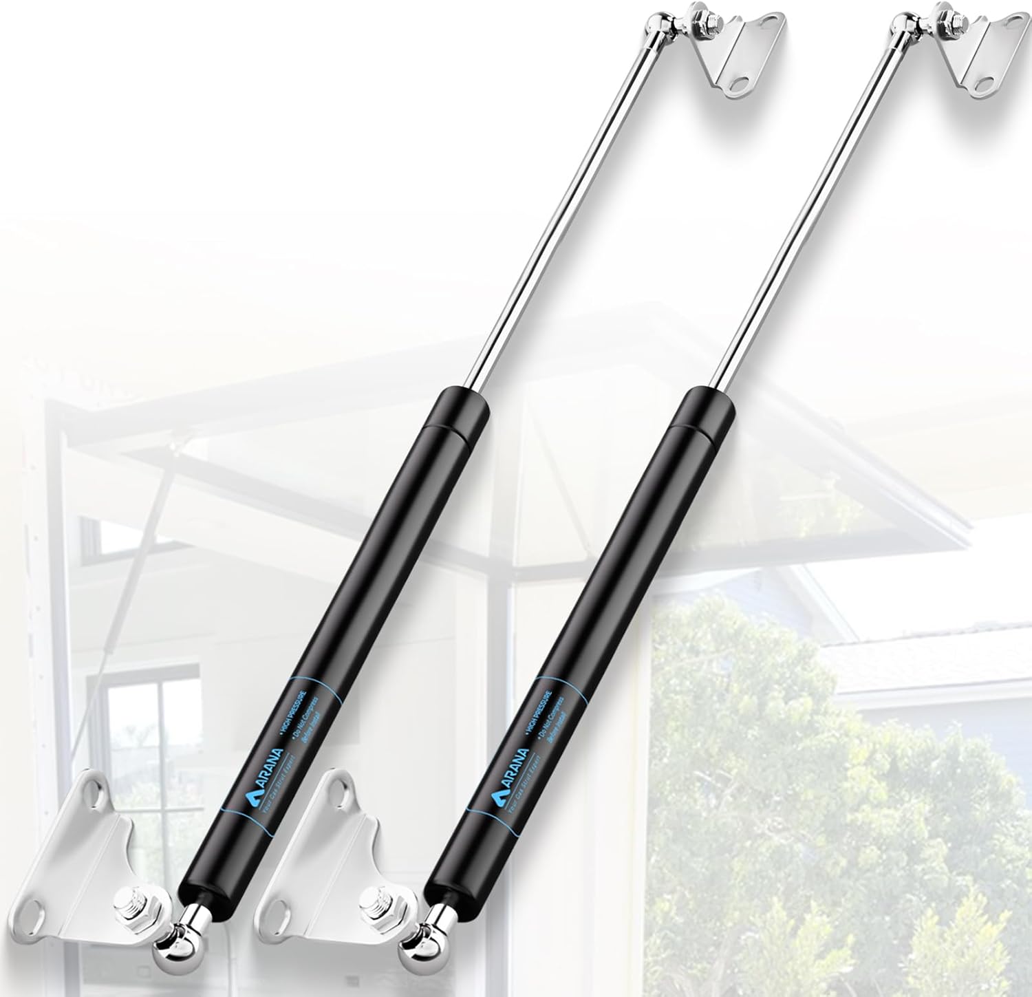 ARANA Gas Struts 28 inch 35LB/156N Gas Shock Springs with Mounting Brackets, 28" Hydraulic Lift Support for Bench Lid TV Cabinet Custom Window Storage Box Lid Outdoor, Set of 2