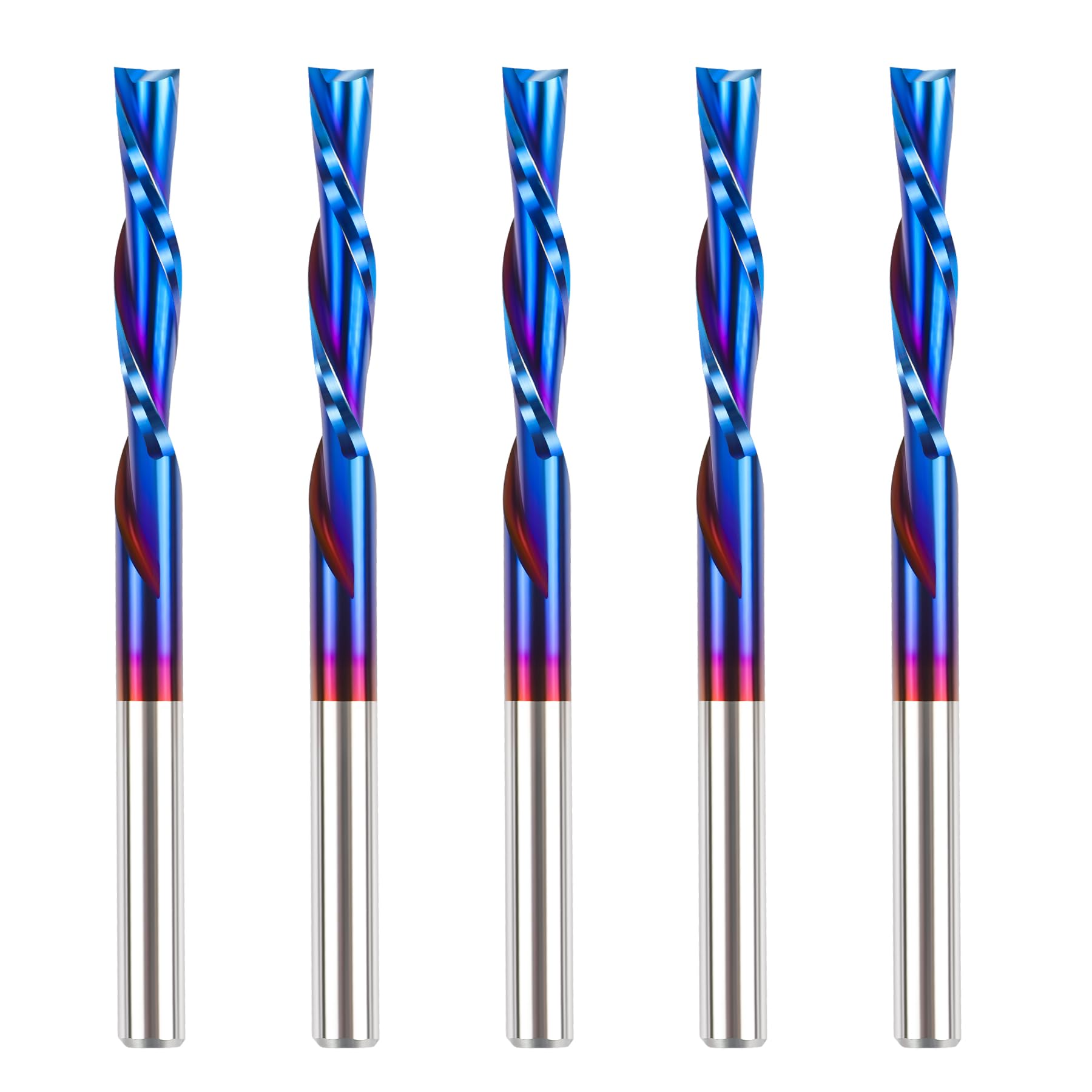 HQMaster Downcut Bit 1/8" Shank Down Cut Spiral CNC Router Bits End Mill Tungsten Carbide Milling Cutter Set 5 Pack (3.175mm)