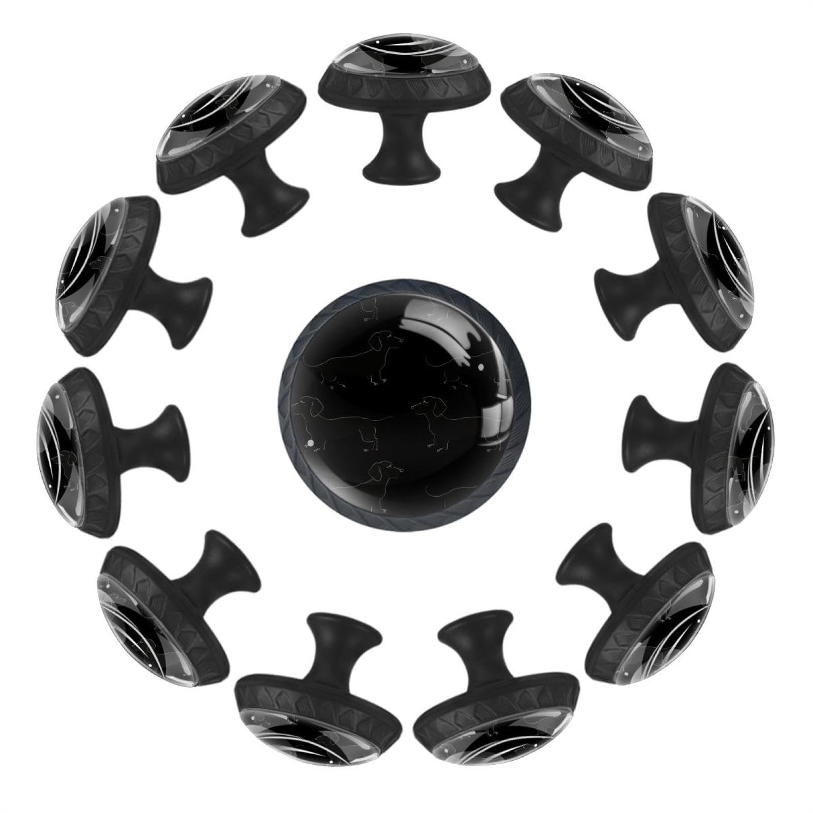Lot de 12 poignées de porte rondes en verre cristal transparent pour l'ameublement de la maison