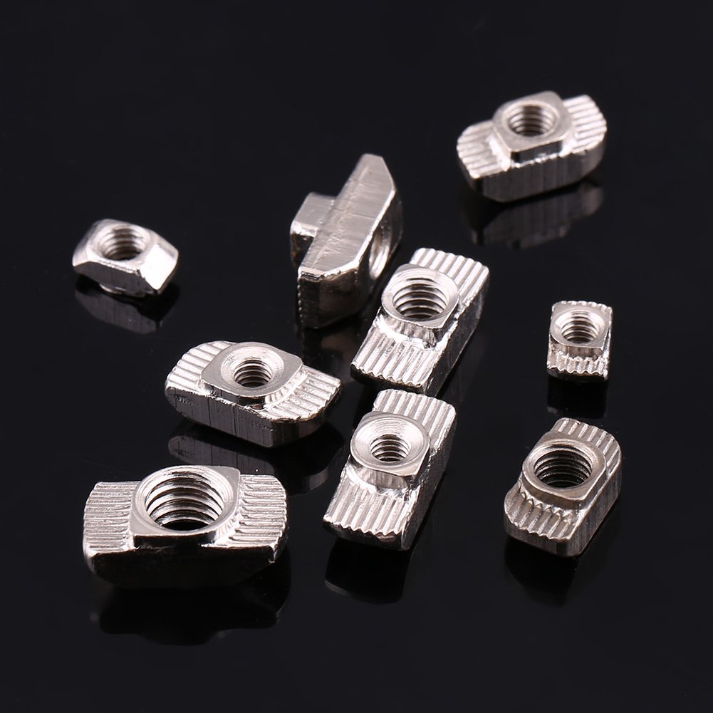 50Pz M8 T Scanalatura Dado Femmina d'Argento in Acciaio al Carbonio Placcato Zincato, Standard Europeo Profilo in Alluminio per Estrusione(EU40-M8 × 19,5 × 10)