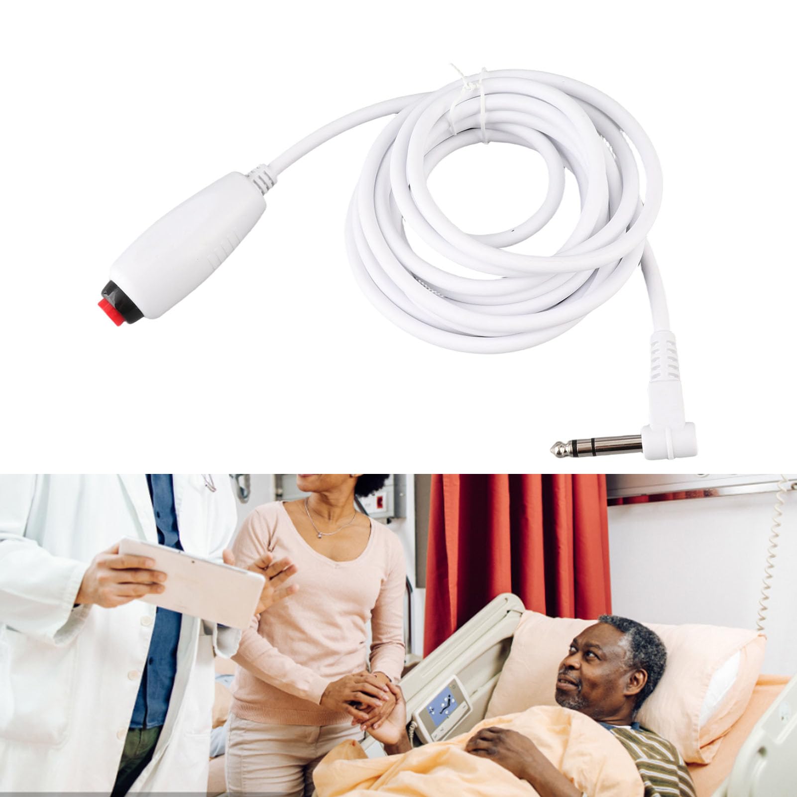 Cable de Llamada de Enfermera de Repuesto Universal con Clip, Interfaz de 6,35 Mm, Cable de 9,8 Pies, Resistente Al Agua, Ideal para Cuidadores