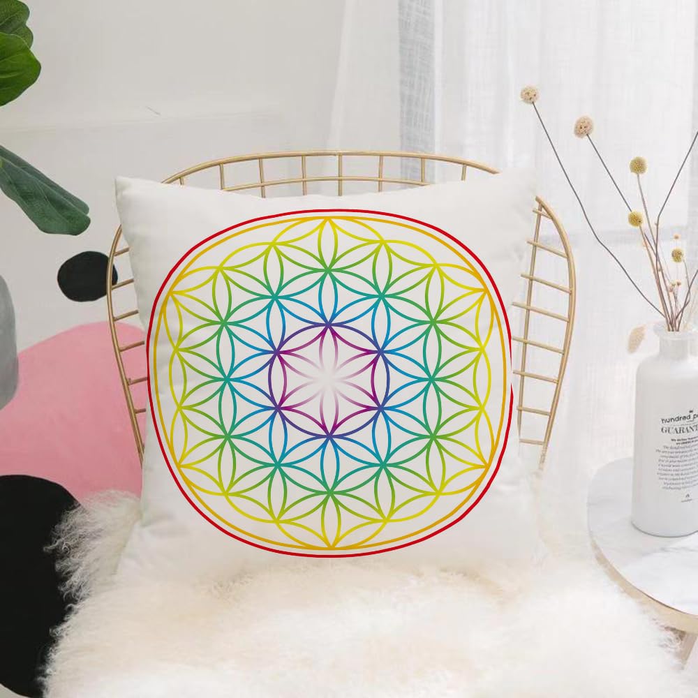 HYMSXW Cushion Cover,Throw Pillow Case Home Decorative for Living Room Bedroom Sofa Chair 20X20 Inch,Fleur de Vie Représentée Comme un Symbole D',Pillowcase 50X50cm