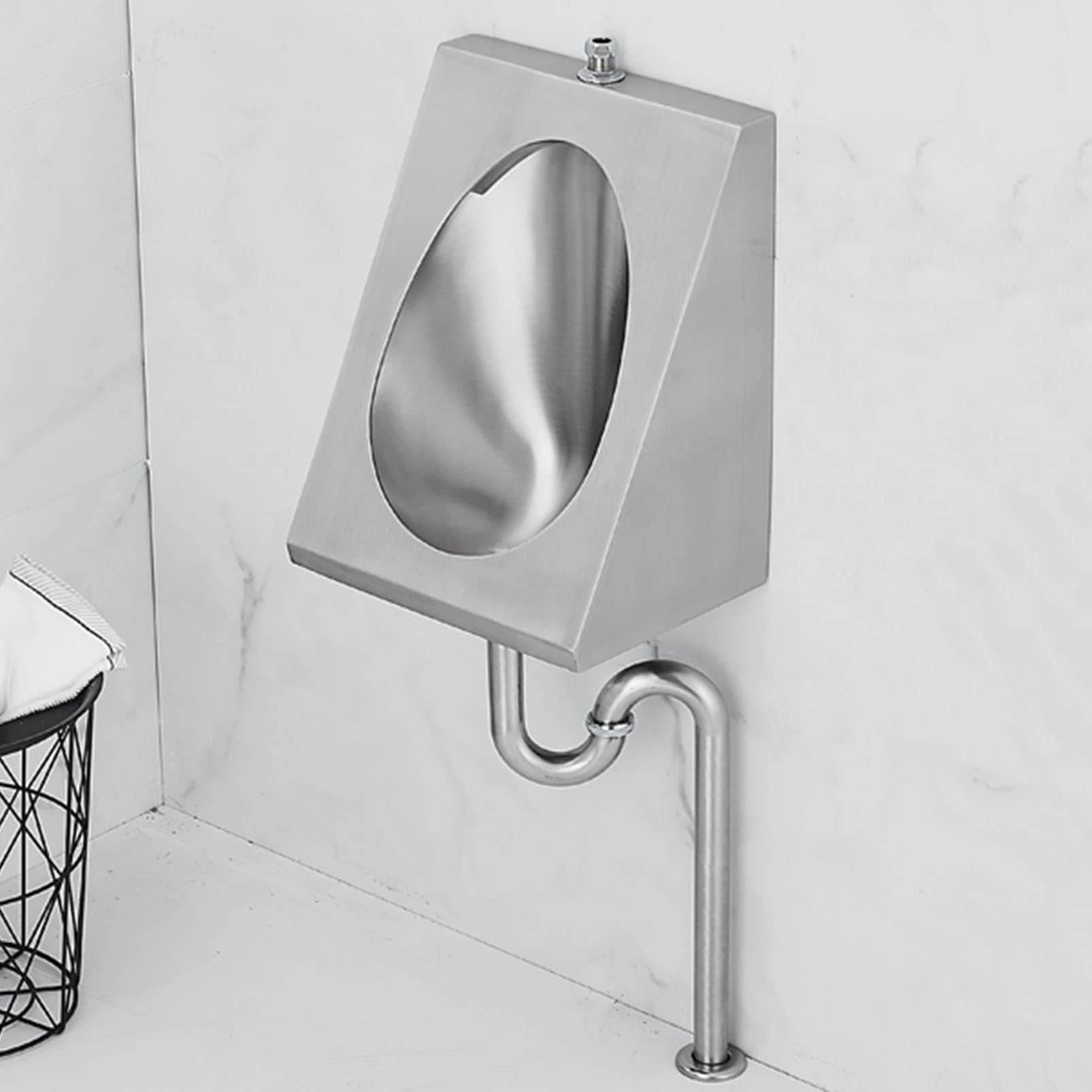 Wzzqzr Set 1 Wall Hung Urinal 304 Stainless Steel Commercial Residential Use Bathroom Toilet Urinal(Set 1)