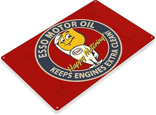Miniatura 2 de Tinworld Letrero de estaño: Esso Motor Oil Gas Oil Auto Shop Garage Gas Oil Metal Décor B816