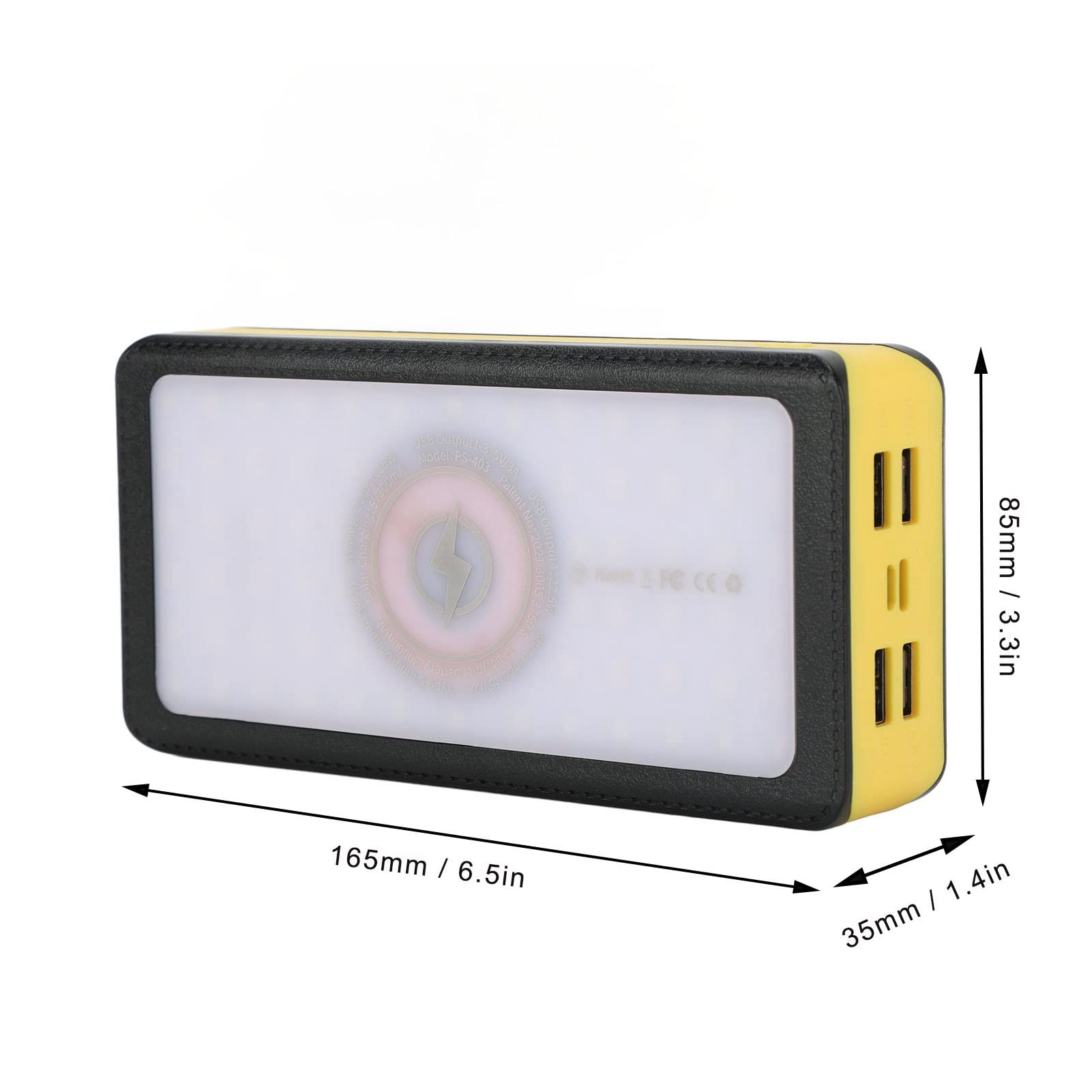 30.000 mAh, power bank a energia solare, con 66 luci LED, 4 porte USB per campeggio, alpinismo, pesca, progettato per la ricarica all'aperto in caso di emergenza