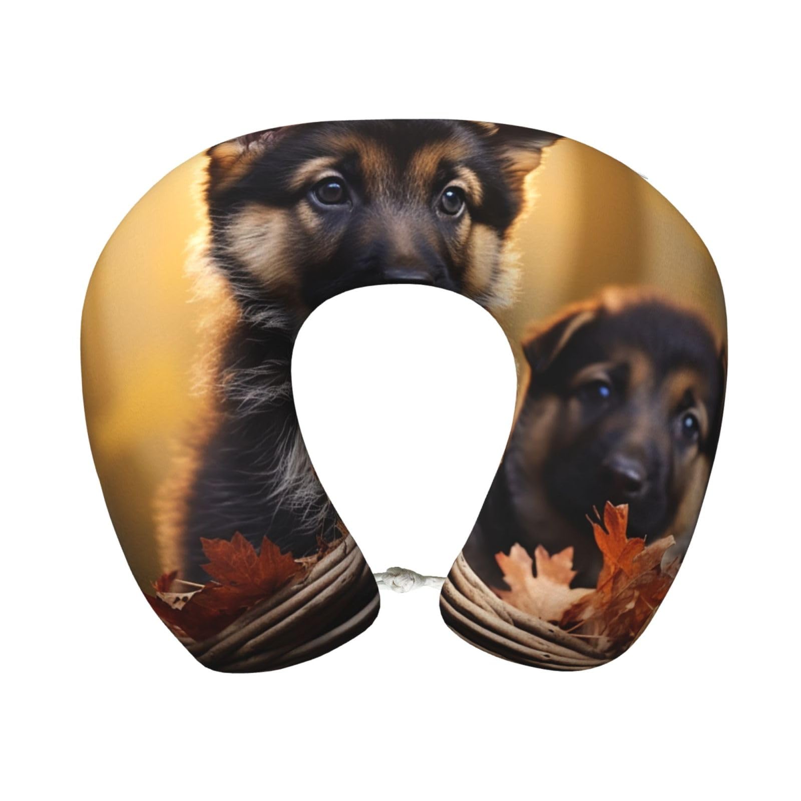 peiyeety Littlean Shepherd Dog Travel Pillow Memory Foam - Comfortable U Shape Neck Pillows for Sleeping, Neck and Head Support Portable Airplane Pillow Adjustable Flight Pillow, Washable Cover
