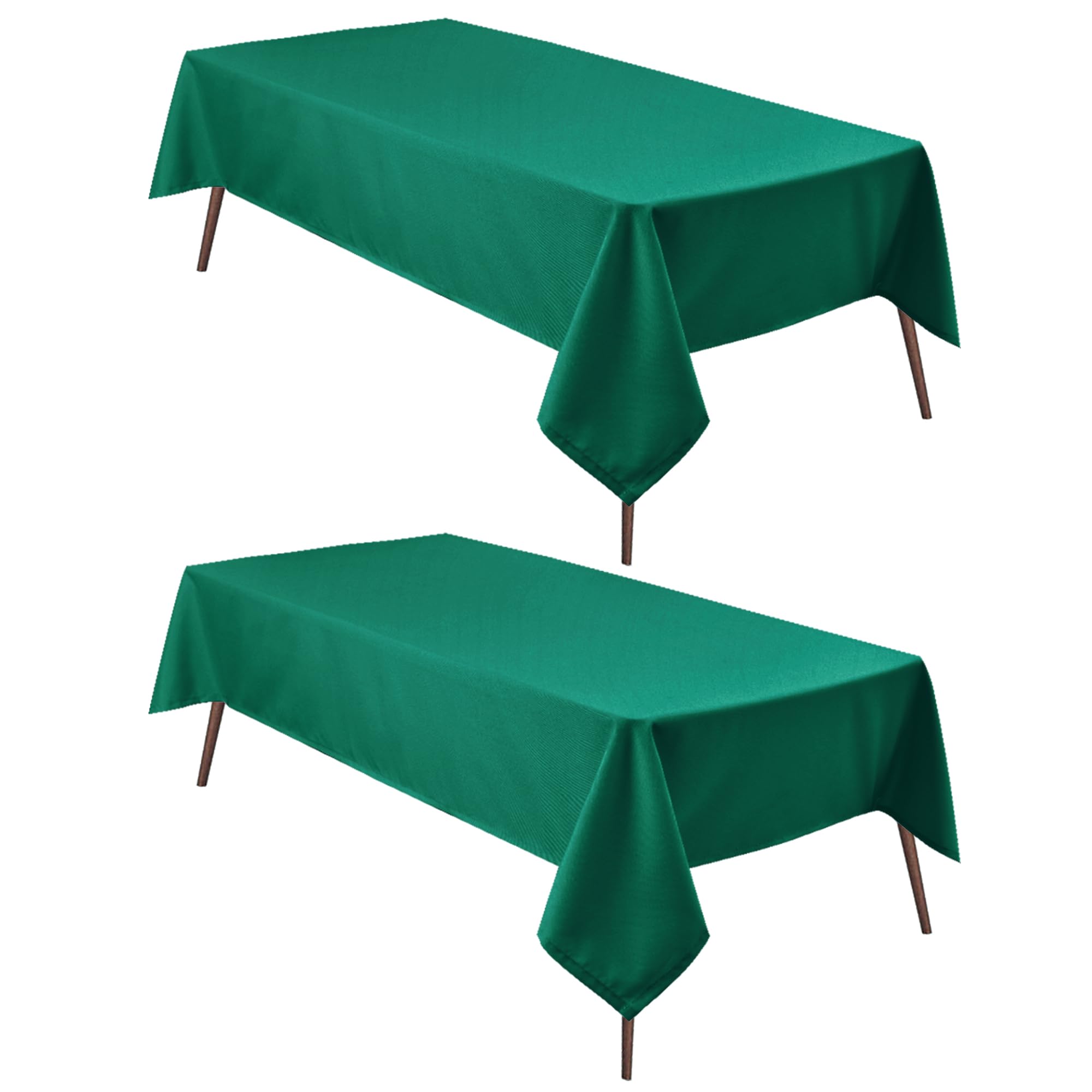 Hiasan 2 Pieces Square Tablecloth - Waterproof Washable Polyester Table Cloth for Dining Room Birthday Party, Emerald Green, 54 x 54 Inch
