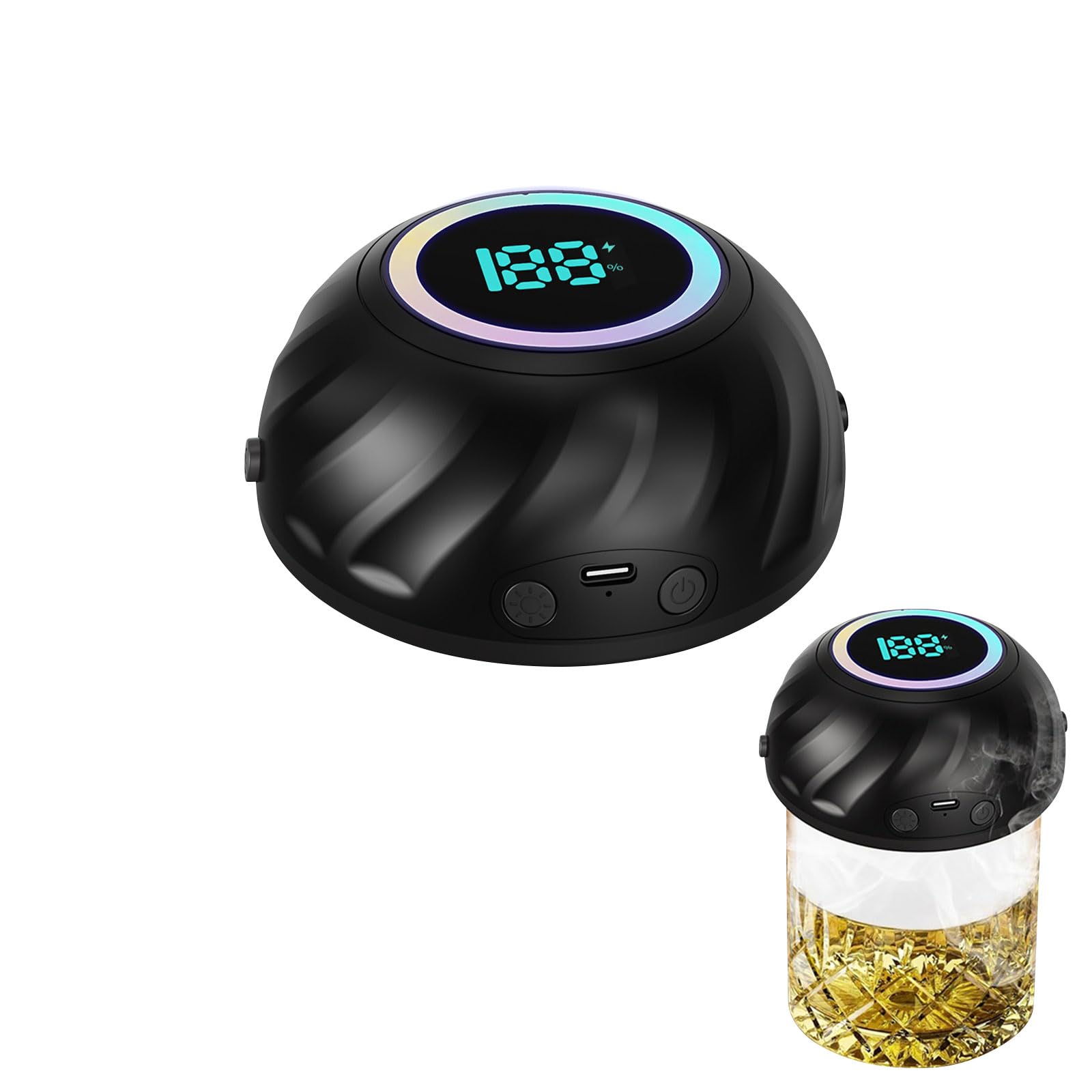 MALSSE Drink Smoker Electric Surrounding Light Exhaust Infuser Irish Addition Present for Dad Husband Irish Puffing Set with LED Moodlamp