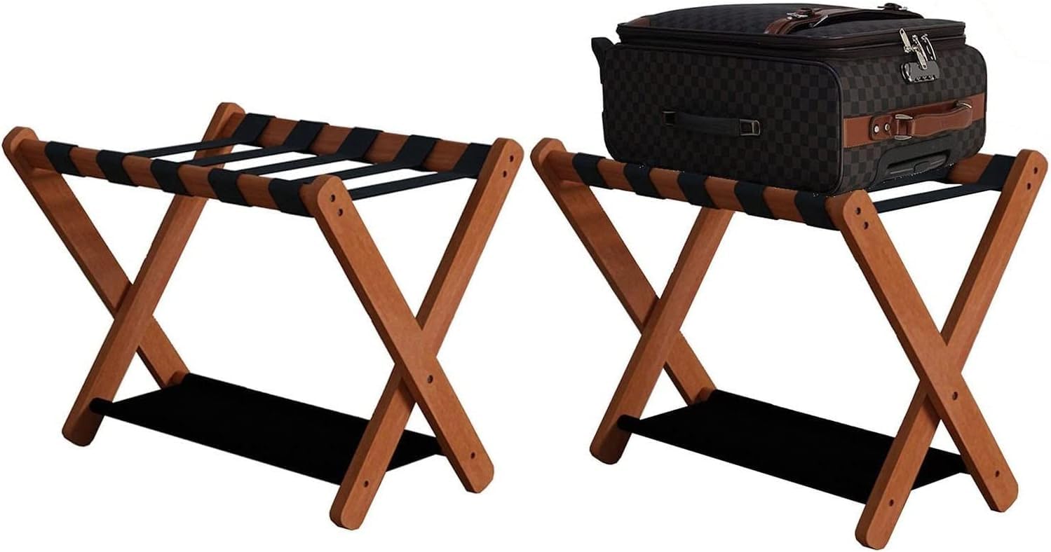 Porte-bagages pliable MARR en lot de 2 pour optimiser le rangement des valises à la maison