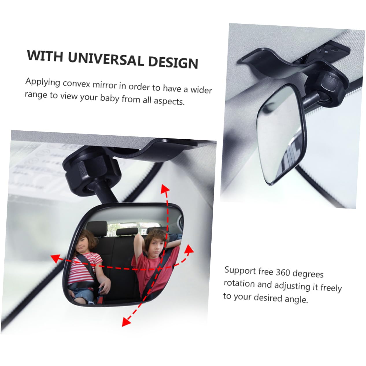SOLUSTRE 3piezas Espejo De Seguridad Para Bebés Auto Espejo Retrovisor Para Asientos Traseros Accesorio Práctico y Duradero Visibilidad Completa Entorno
