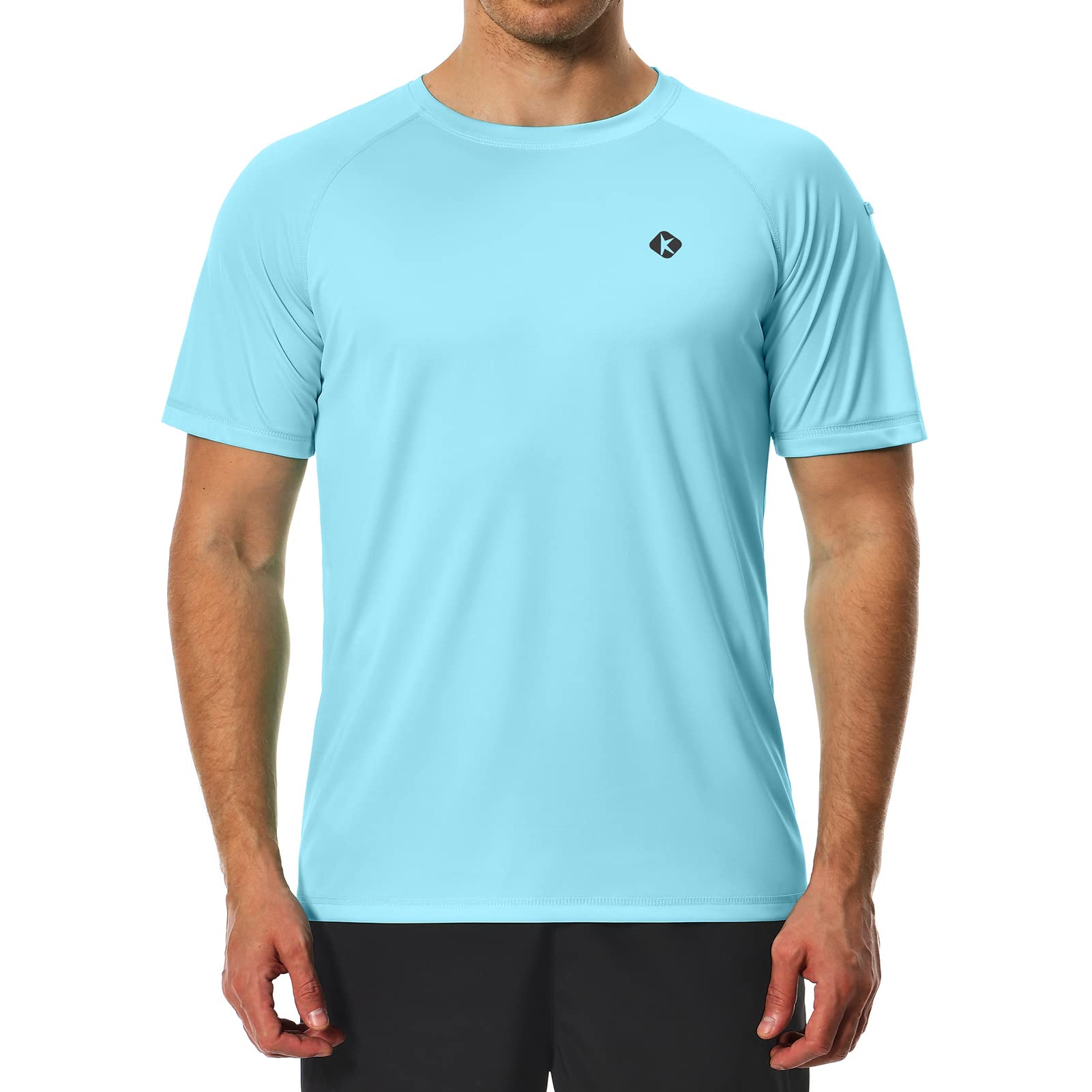 Men's Swim Shirts Quick Dry Rash Guard UPF 50+ Sun Protection Fishing Beach Water Shirts Short Sleeve