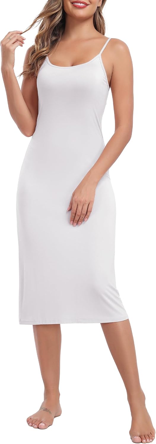 Lovasy Women's Full Slip for Under Dresses Cami Slip Mini Dress Adjustable Straps Basic Long Full Slips Nightgown S-3XL