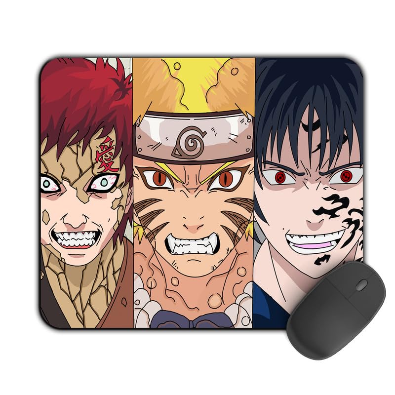 Image of Kirmada Gaming Mouse Pad - Cursed Gaara Naruto and Sasuke (Naruto) Non-Slip Rubber Base - Durable, Smooth Surface, Ergonomic Design - Easy to Clean -Small Size for Mackbook,Laptop,Desktop