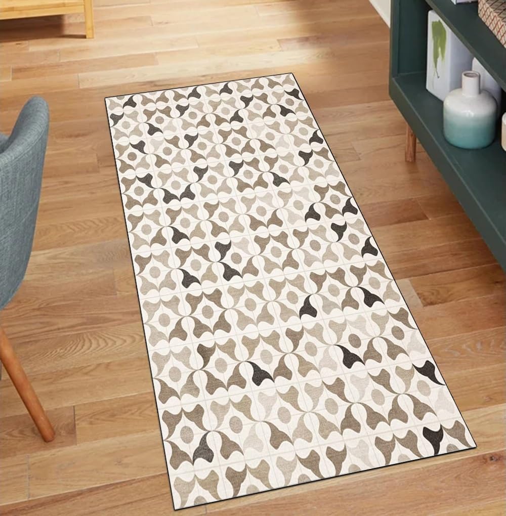Alfombra de pasillo marrón de 70x220 cm lavable y antideslizante