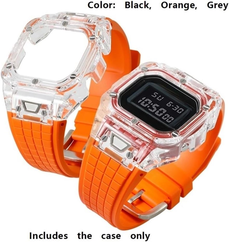 1piece Transparent Case for DW5600 GW5000/5035 Series, Fluororubber Strap Watch Modification Accessory