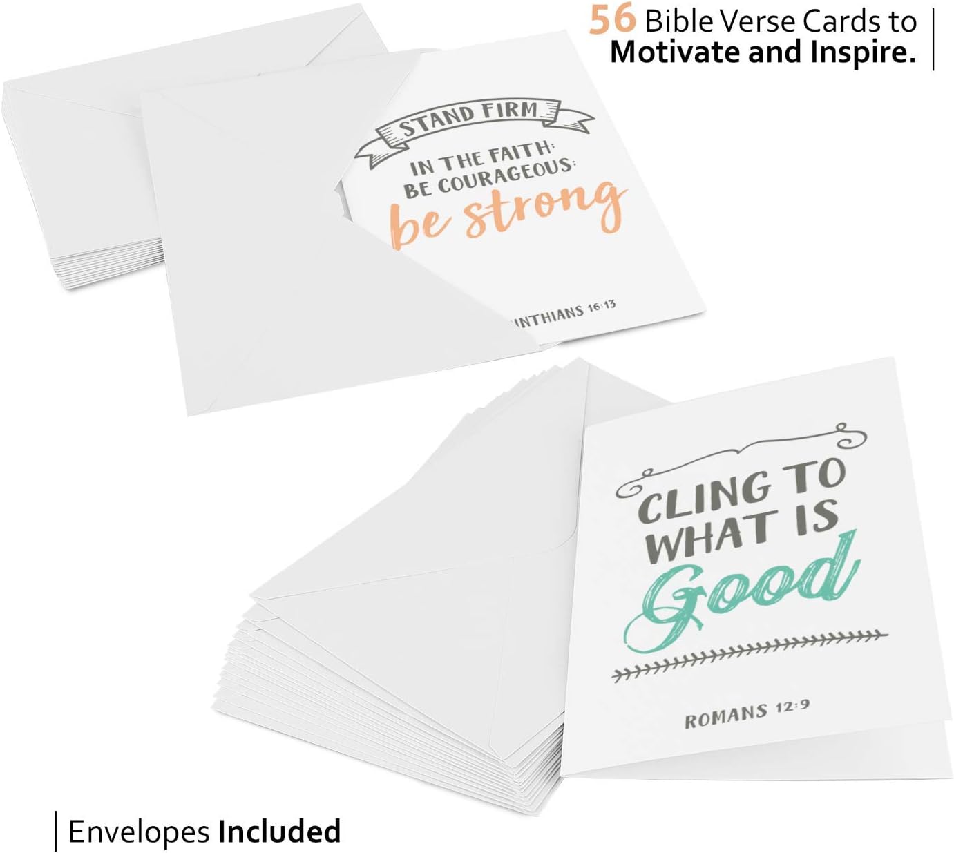 Dessie 56 Pack Inspirational Bible Verse Cards with Envelopes | 8 Unique Scripture Card Designs | Boxed Greeting Card Set with Blessed Stickers And Bonus Self-Reflection E-Journal