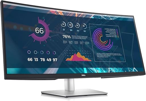 Dell 34 Inch Ultrawide , WQHD Wide Quad High Definition, Curved USB-C Monitor P3421W, 3440 x 1440 at 60Hz, 3800R Curvature, 1.07 Billion Colors, Adjustable, Black