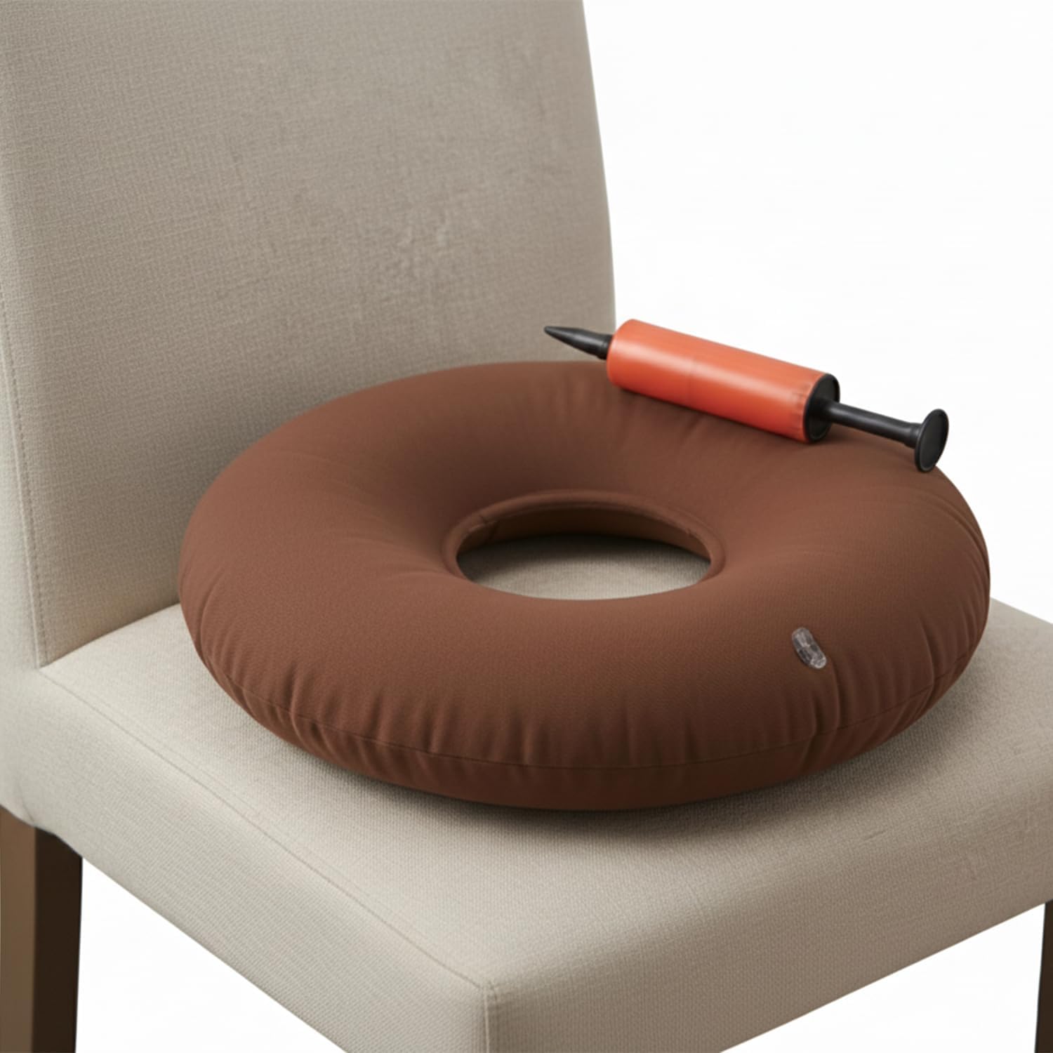 Dr. Frederick's Original Inflatable Donut Pillow - 15" Seat Cushion for Tailbone Pain, Hemorrhoids & Bed Sores – Doctor-Developed for Postpartum, Prostatitis & Travel - Odor-Free, Durable Vinyl - Red