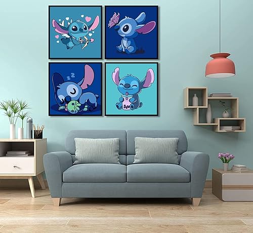 Eiazuiks Paint By Number For Kids, 4 Packs Cartoon Diy Paint By Number For Adults Beginner Acrylic Paint By Number For Ages 8-12 Kids, Oil Painting Perfect For Gift Decor - 8X8 Inch #TOP3