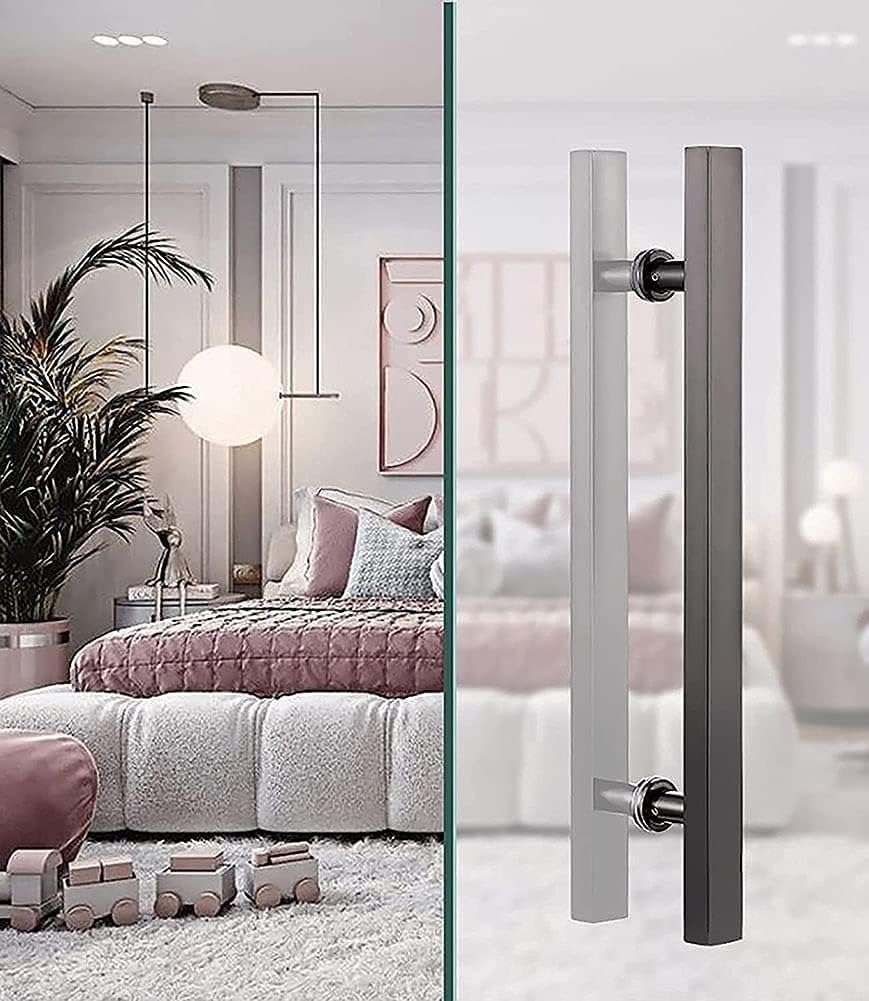 Gold Door Pull Handle Gold Barn Door Handle/Indoor Outdoor Sliding Push Pull Handles Master Bath/Shower Door Grab Bar Villa Shed Gate Handles Square (Gold 60cm/23.6inch)