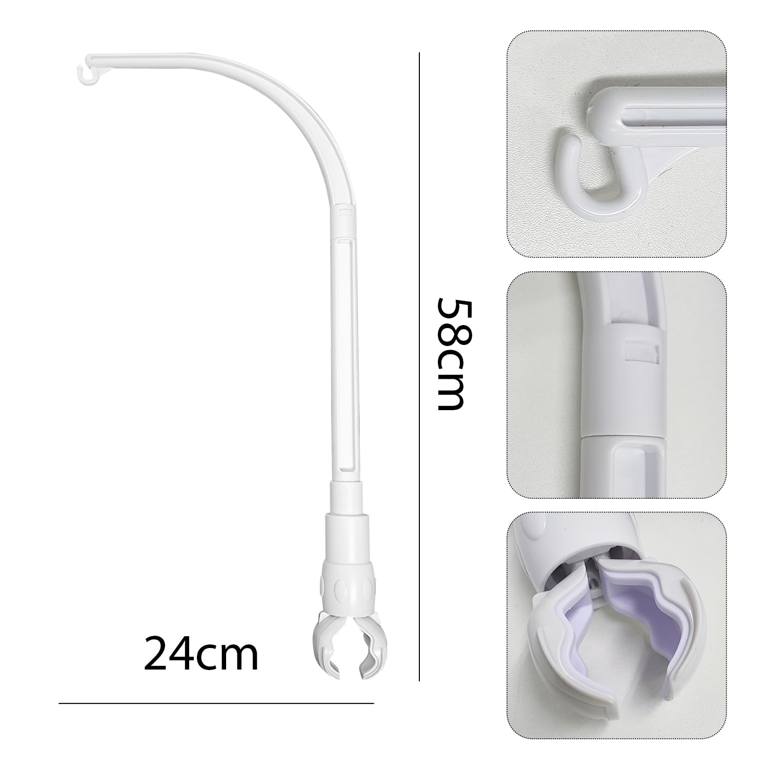 Gancio per Culla e Lettino - Supporto Flessibile e Rimovibile per Decorazione Cameretta Bambini - Plastica (Bianco)