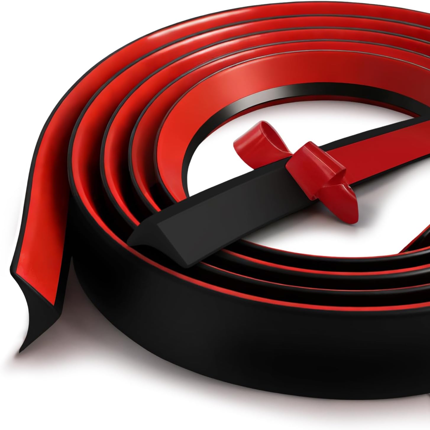 Flexible Quarter Round Molding Bendable Molding Trim 472 Inch Self Adhesive Vinyl Wall Base Peel and Stick Rubber Edge Trim for Floor,Tub,Around Curved Stairs (Black, 472 Inch)