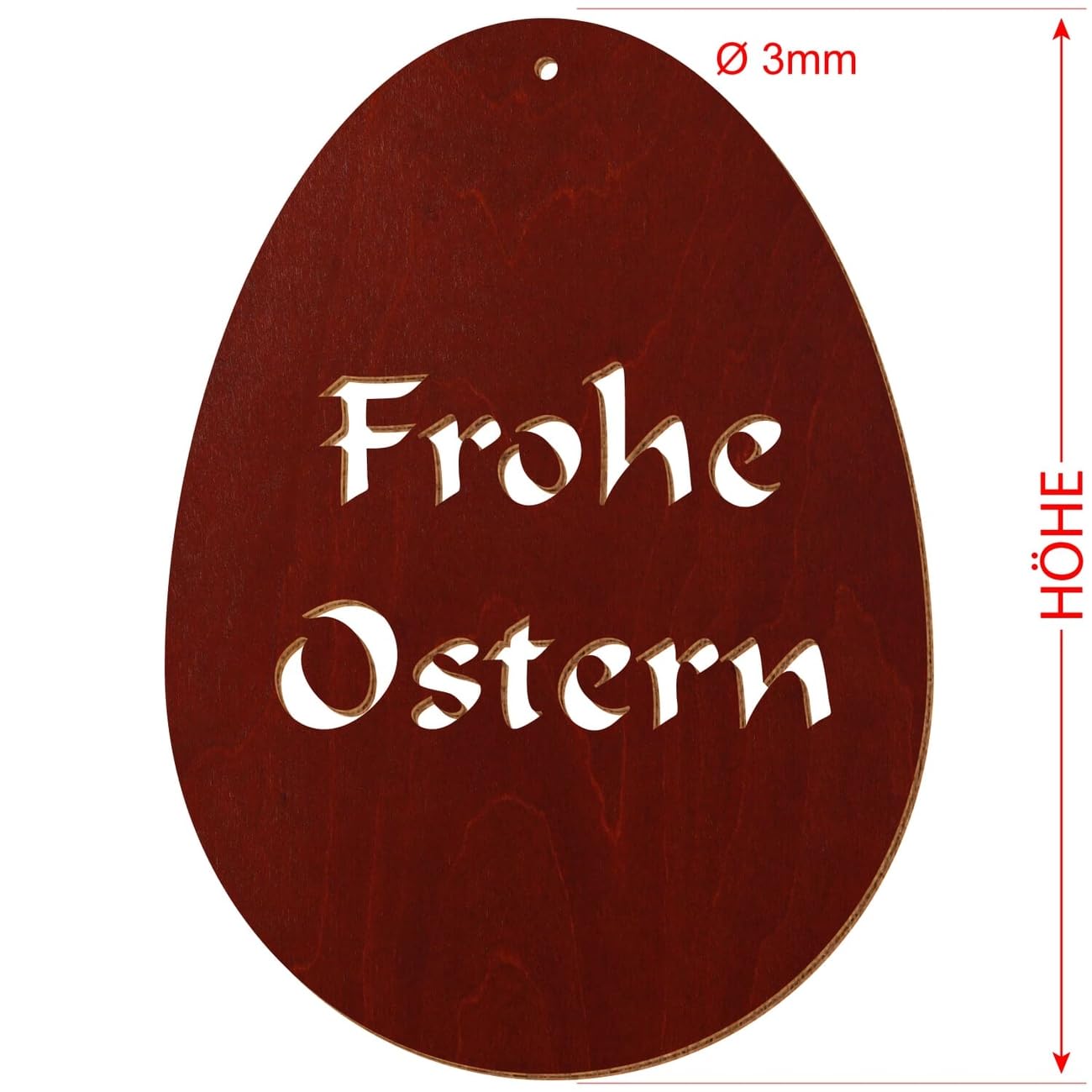 Uova di Pasqua in legno colorato V2 – Ciliegio scuro – Decorazione per Pasqua, motivo uovo di Pasqua 14, altezza (dimensione): 45 cm di altezza