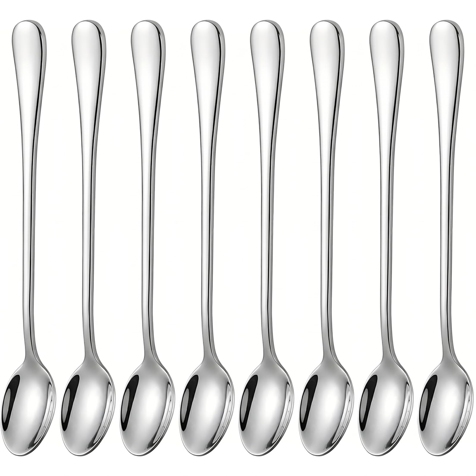 dhrbsx Long-Handled ice Tea Spoon, Cocktail stir Spoons, Stainless Steel Coffee Spoons, ice Cream Scoop Set of 8