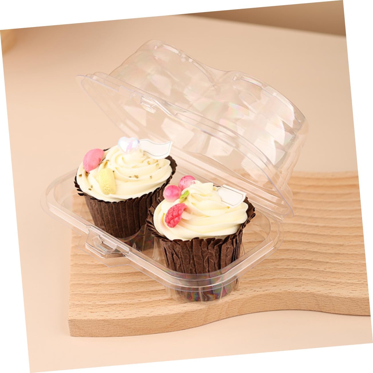 50pcs Flip-style Cake Box Cupcake Container Muffin Box Paper Cake Storage