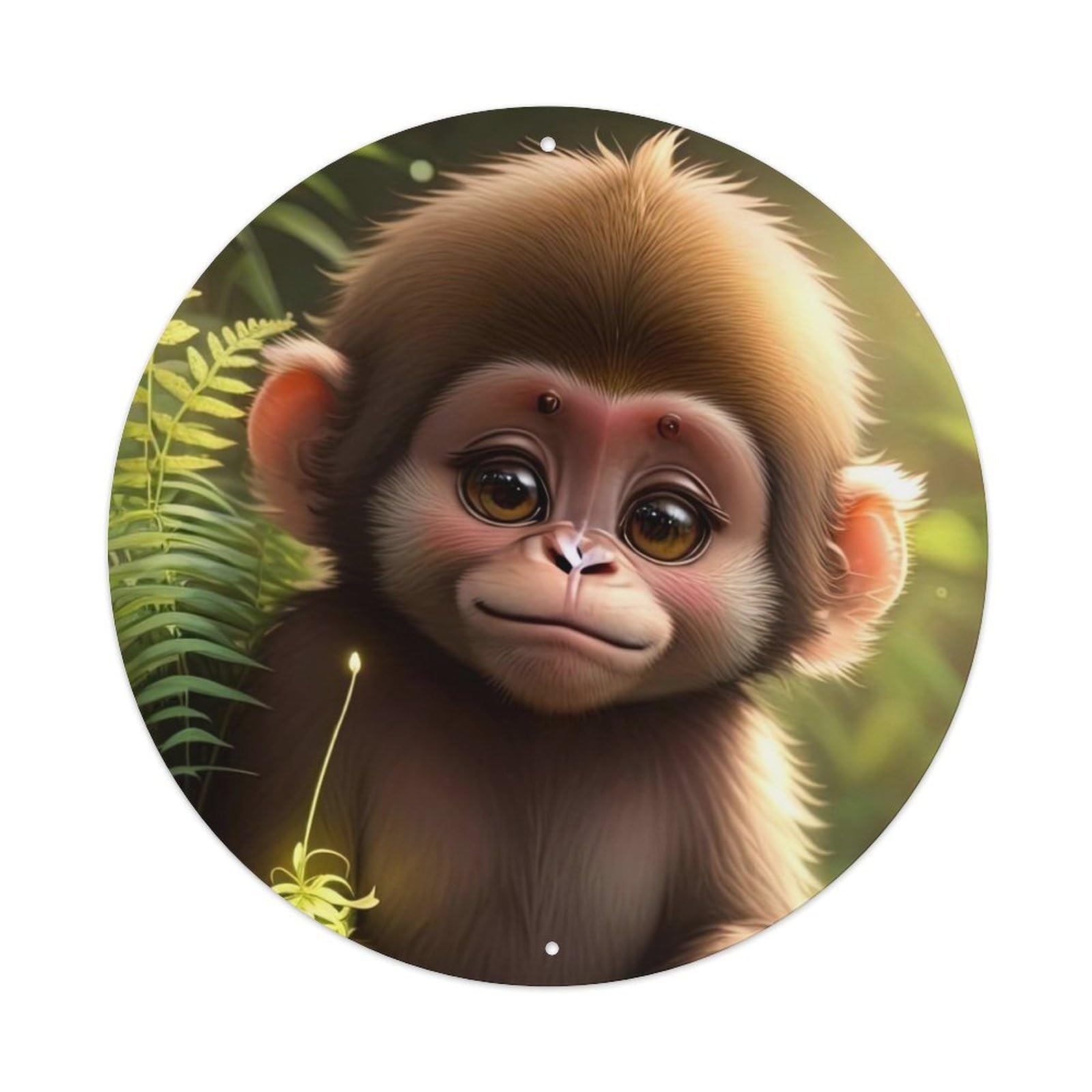 Animal Artwork Curious Little Monkey in The Jungle Vintage Metal Tin Sign Plaque Wall Decor for Cafe, Club Bar, Office, Garden Metal Poster 8x8Inch