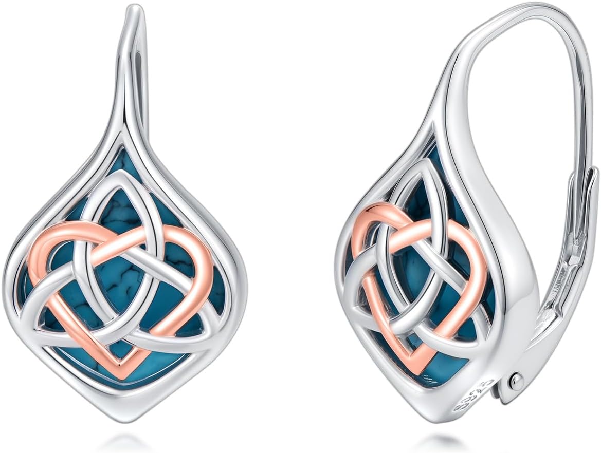 Dorunmo Sea Turtle/Lotus/Celtic Knot Earings 925 Sterling Silver Moonstone Leverback Earrings Jewelry Gifts for Women Mom