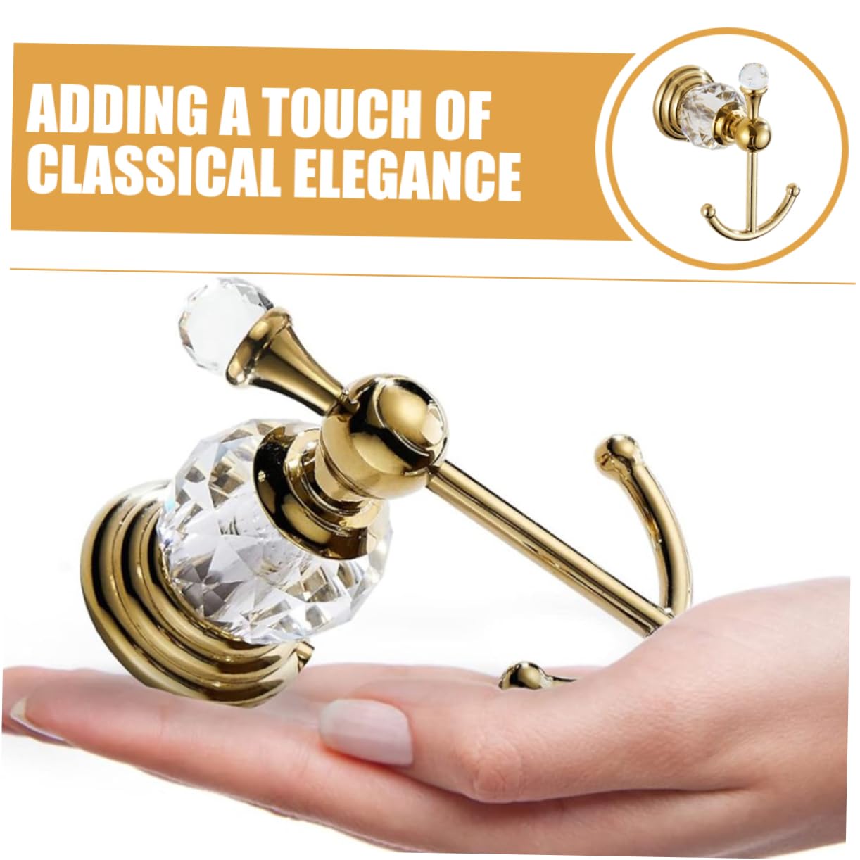 Gancho de Almacenamiento de Pared Dorado, Resistente Cristal, Acero Inoxidable, para Toallas y Batas, Uso en Baño y Cocina, Colgador de Pared Decorativo, 1 Unidad