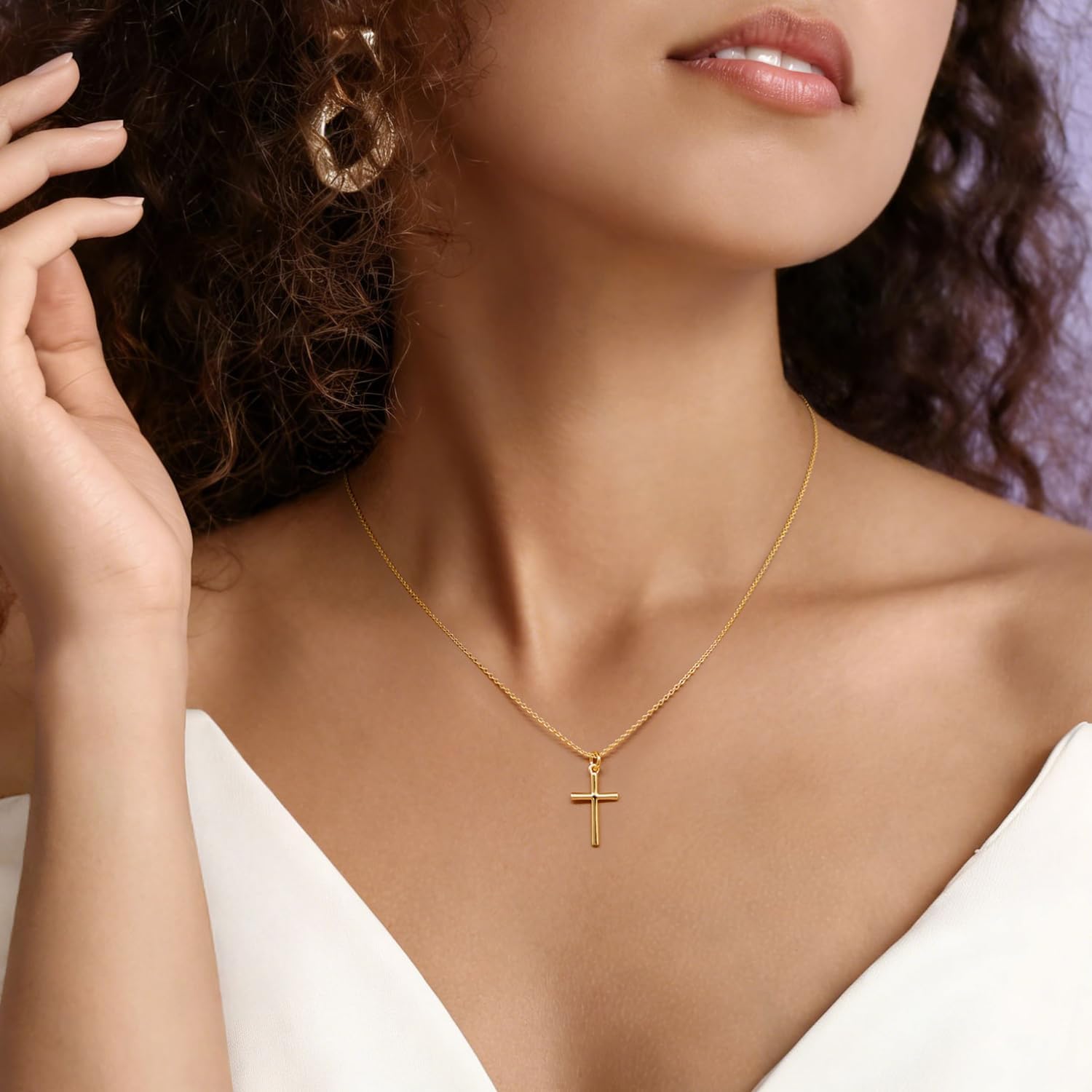Eloqueen Cross Necklace for Women 14K Gold Cross Necklaces for Women Gold Crosses Chain Pendant for Womens Necklaces Simple Meaningful and Elegant Crosses Chain Necklace for Womens