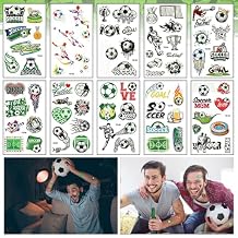 10 Sheets Glow in the Dark Soccer Temporary Tattoos Luminous Football Tattoo Stickers for Face Arm Chest Waterproof Soccer Party Supplies FIFA 2025 Sports Event Decorations for Adults and Fans