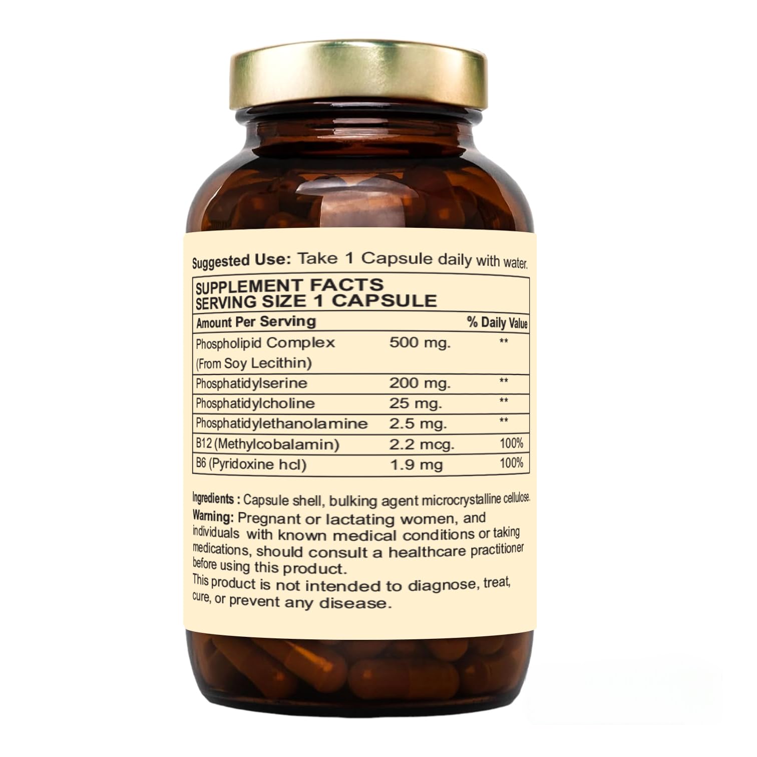 NutraLiebe Phosphatidylcholine & Phosphatidylserine Complex - Brain & Cognitive Support with Vitamin B12 & B6, 90 Capsules - Image 7 thumbnail