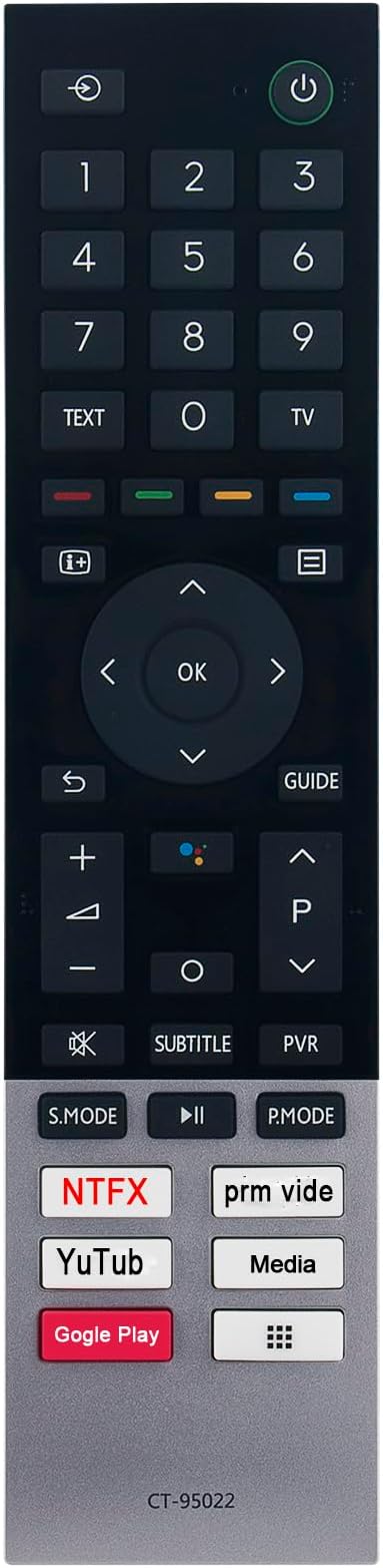 CT-95022 Replaced Remote fit for Toshiba 4K UHD Smart Android TV 43C350KP 43E350KP 50C350KP 50E350KP 55C350KP 55E350KP 65C350KP 65E350KP 75C350KP