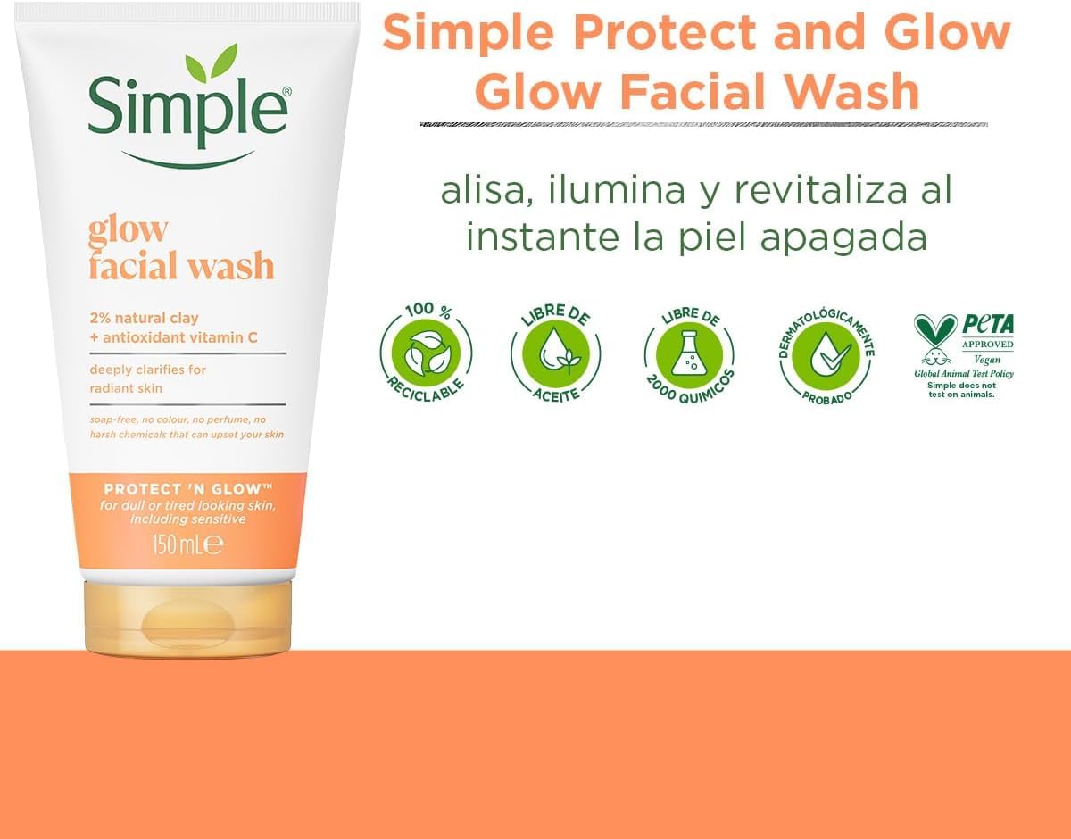 Simple Işıltılı & Temiz 2'si 1 Arada Bambu ile Peeling Kil ile Temizlik Işıltısını Kaybetmiş Ciltler için, 150 ml