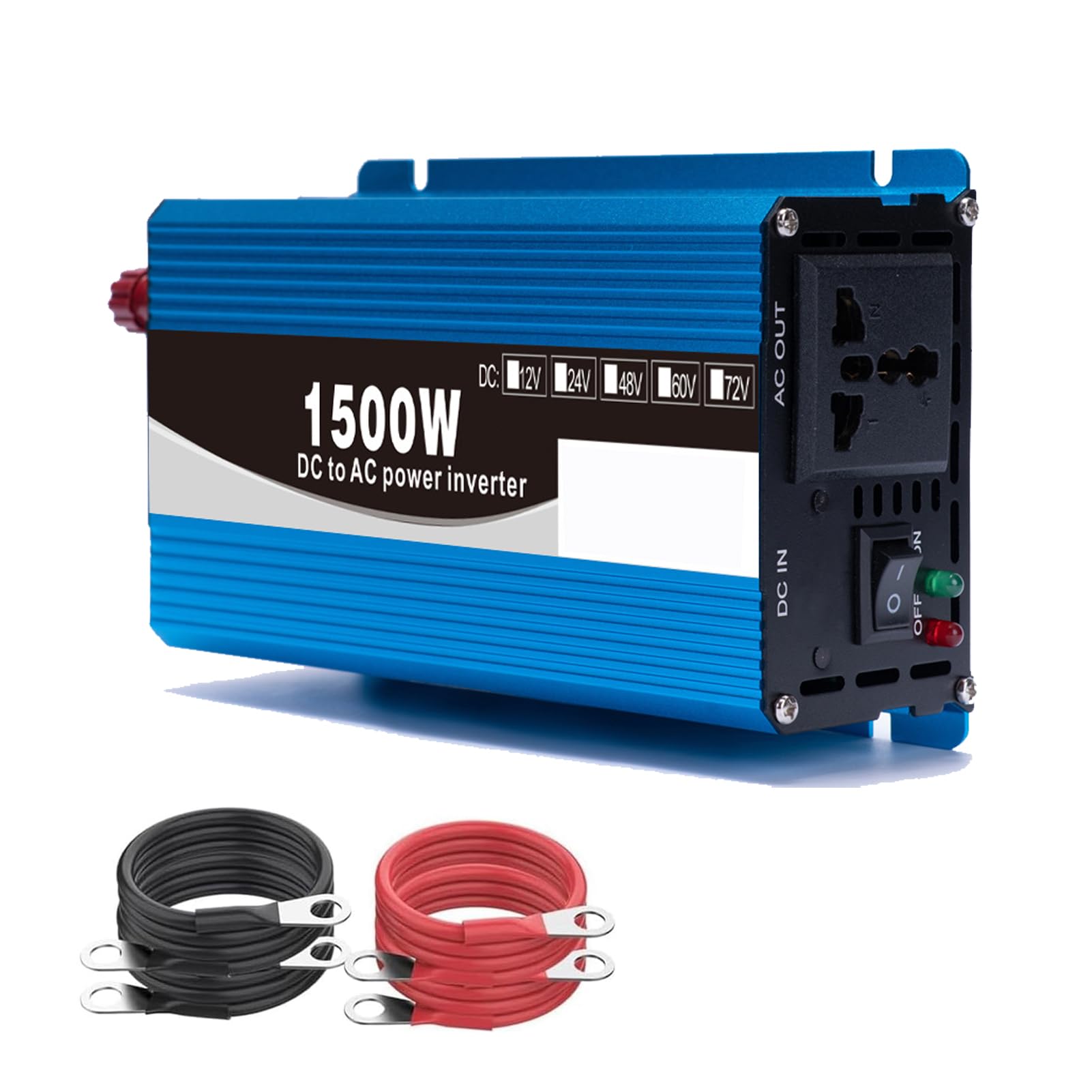 1500W Inverter a Onda Sinusoidale Pura da 72V a 120V, Ingresso CC 12V/24V/48V/60V a uscita CA 110V/220V, Convertitore Inverter di Potenza Solare a Bassa Frequenza per Camper, Barca, (Size:72v to 230v)