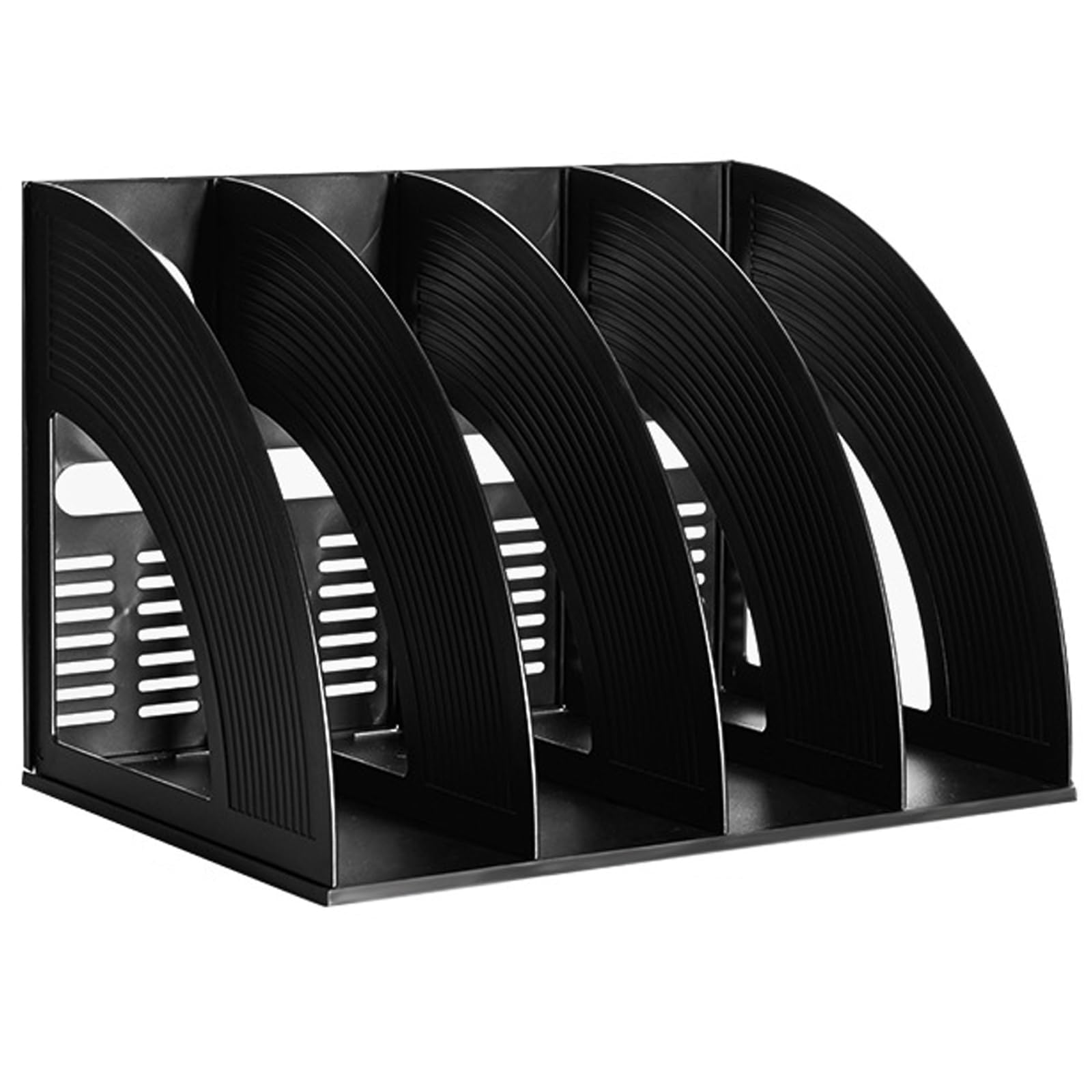 Porte-Revues en Plastique, Porte Revues à 4 Compartiments, Porte-Revues en Plastique, Trieur de Dossiers Verticaux, Organiseur de Bureau, pour Magazine Papier A4 Livre Dossier, Noir