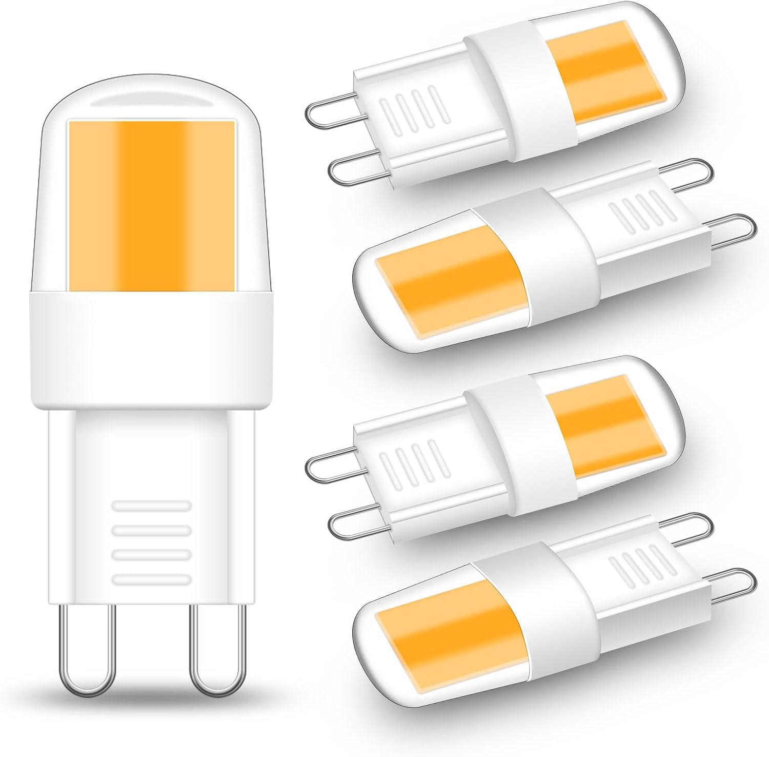 G9 LED Bulb 3000K Warm Light Bulbs 250 Lumens, 2W Equivalent 25W T4 COB G9 Halogen Replacement, 360°Beam Angle 110V Non-Dimmable No-Flicker for Chandelier Lighting, 5 Pack